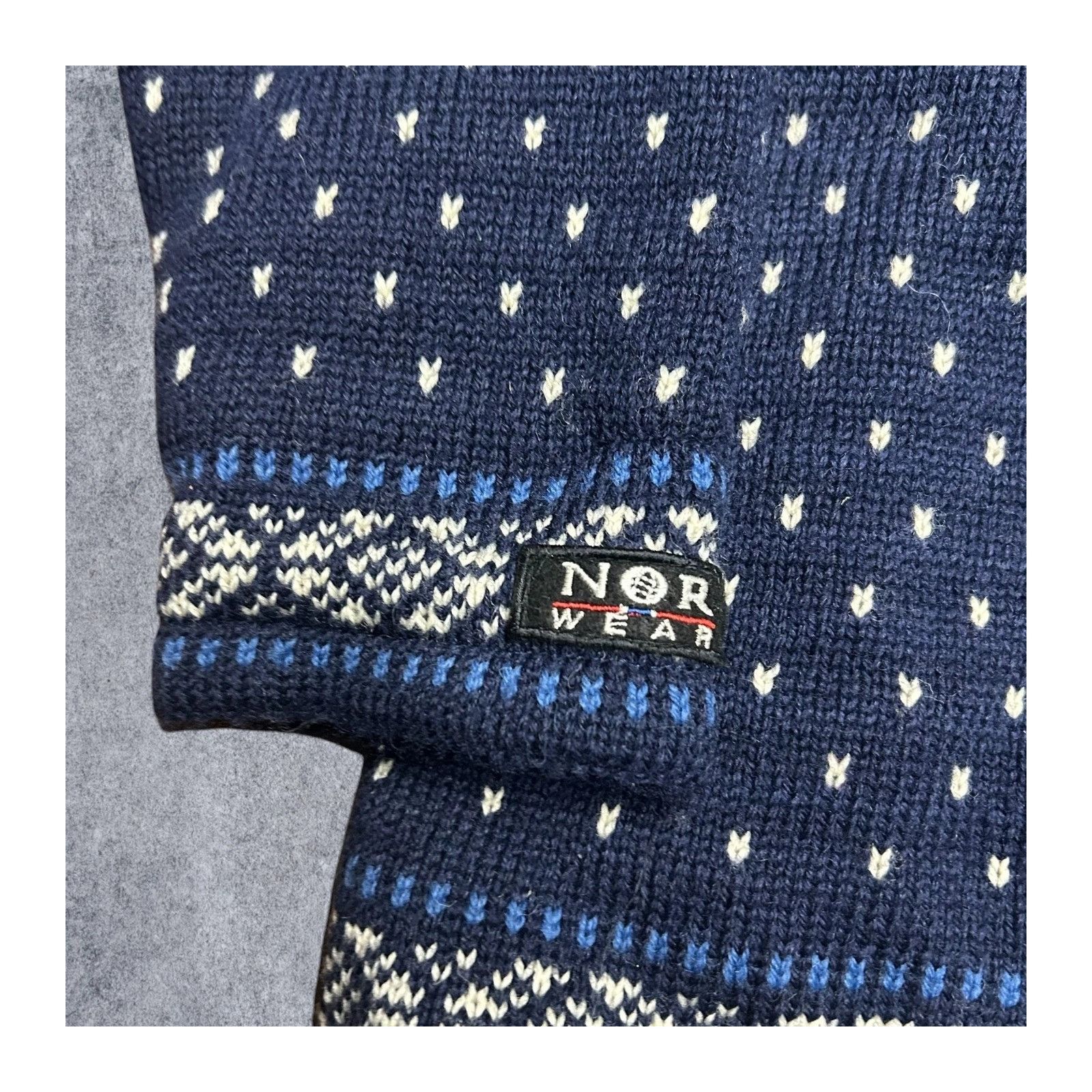 Vintage Norwear Knit Wool Sweater Full Zip Blue Men's Large Size US L / EU 52-54 / 3 - 5 Thumbnail