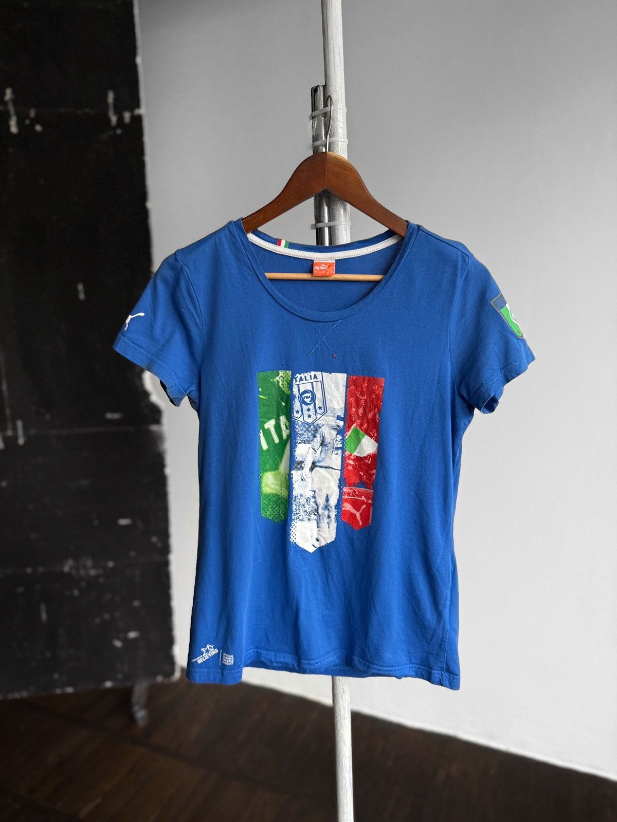 Puma Puma Italy Womens Blue Graphic Print Short Sleeve T-Shirt Size L / US 10 / IT 46 - 1 Thumbnail