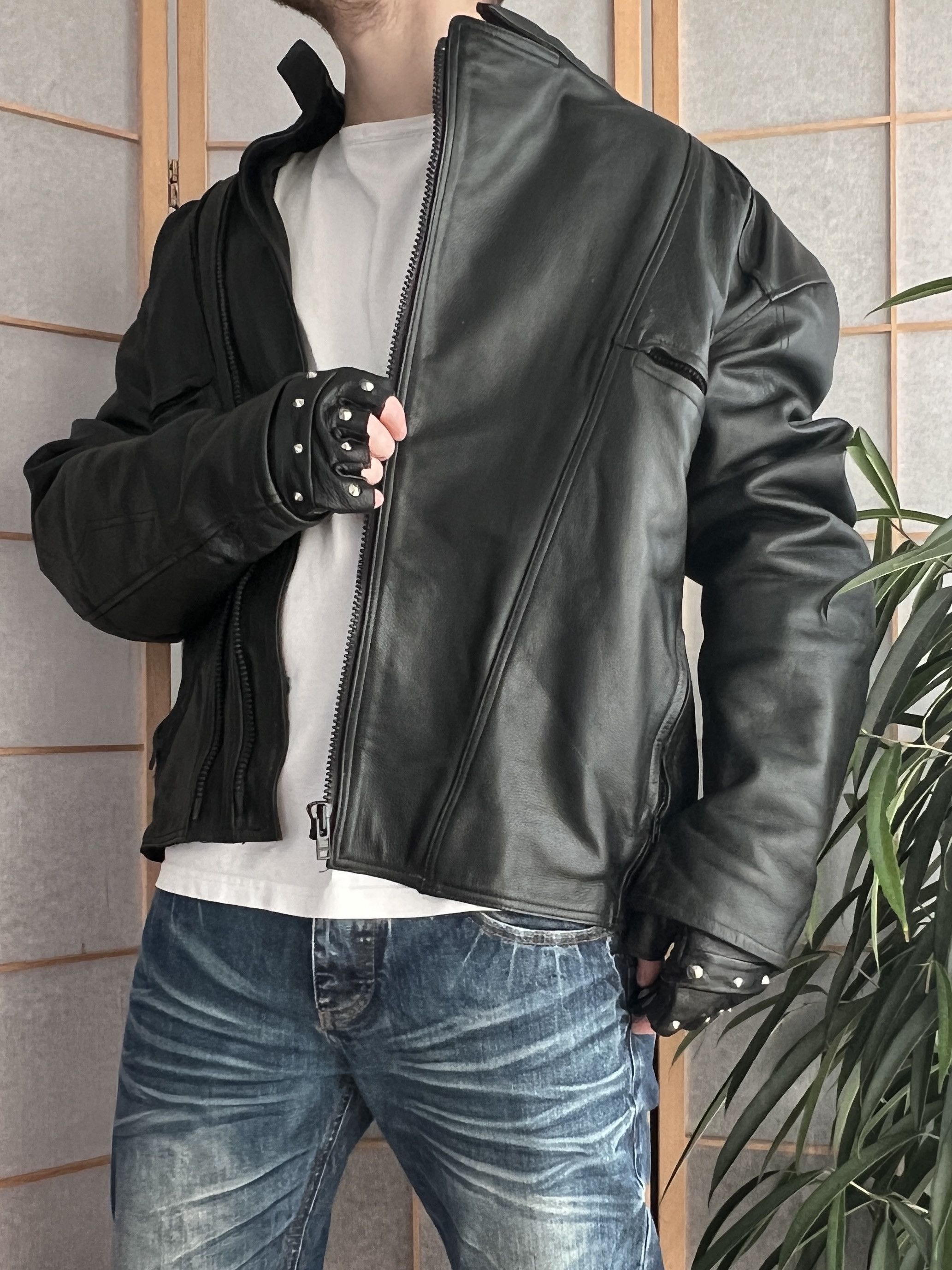 If Six Was Nine Crazy! Vintage 2000s biker racing leather bomber jacket boxy Size US XL / EU 56 / 4 - 1 Thumbnail