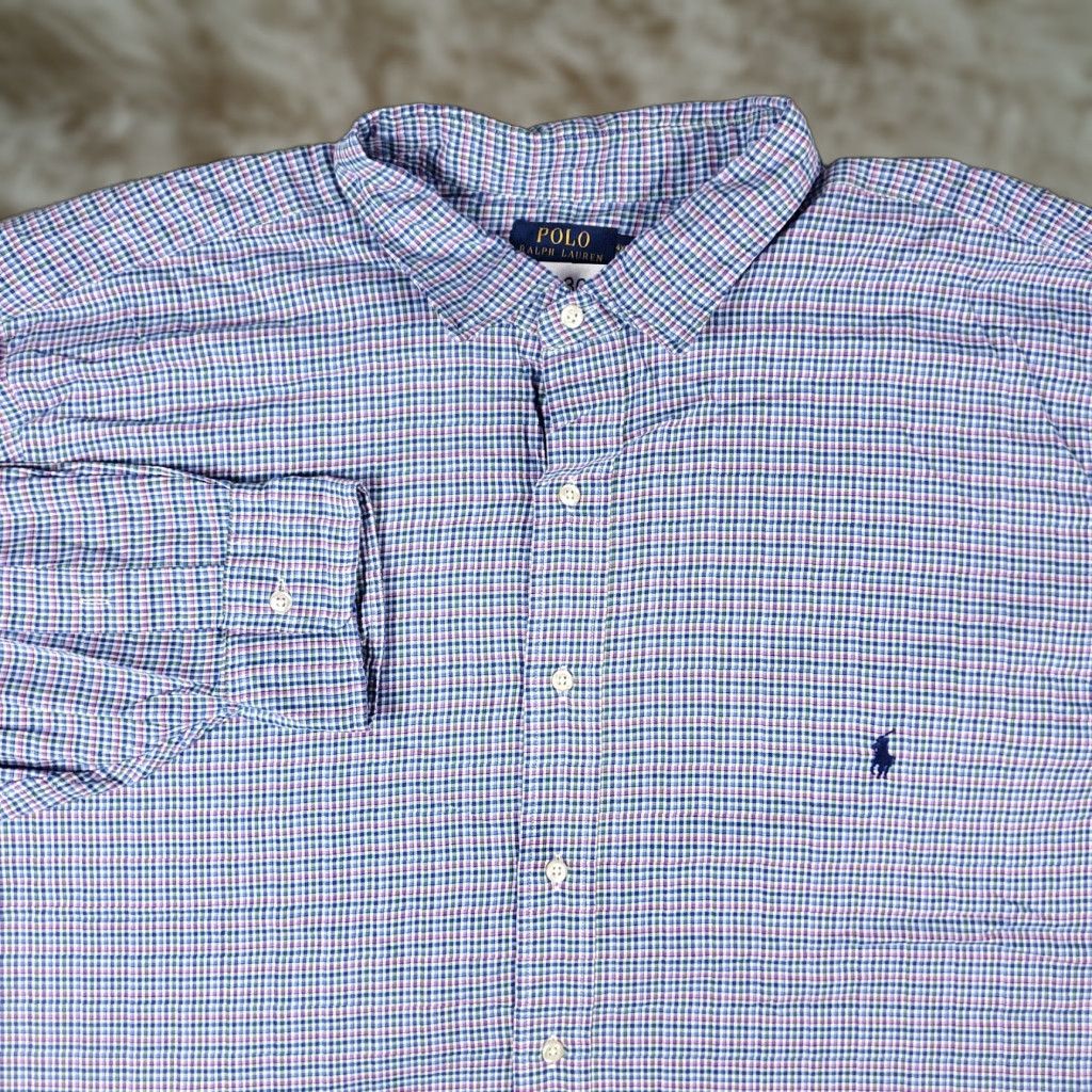 Ralph Lauren Ralph Lauren Shirt Mens 4XB Blue Pink Plaid Pony Casual Button Up Long Sleeve Shirt Size US XXL / EU 58 / 5 - 1 Thumbnail