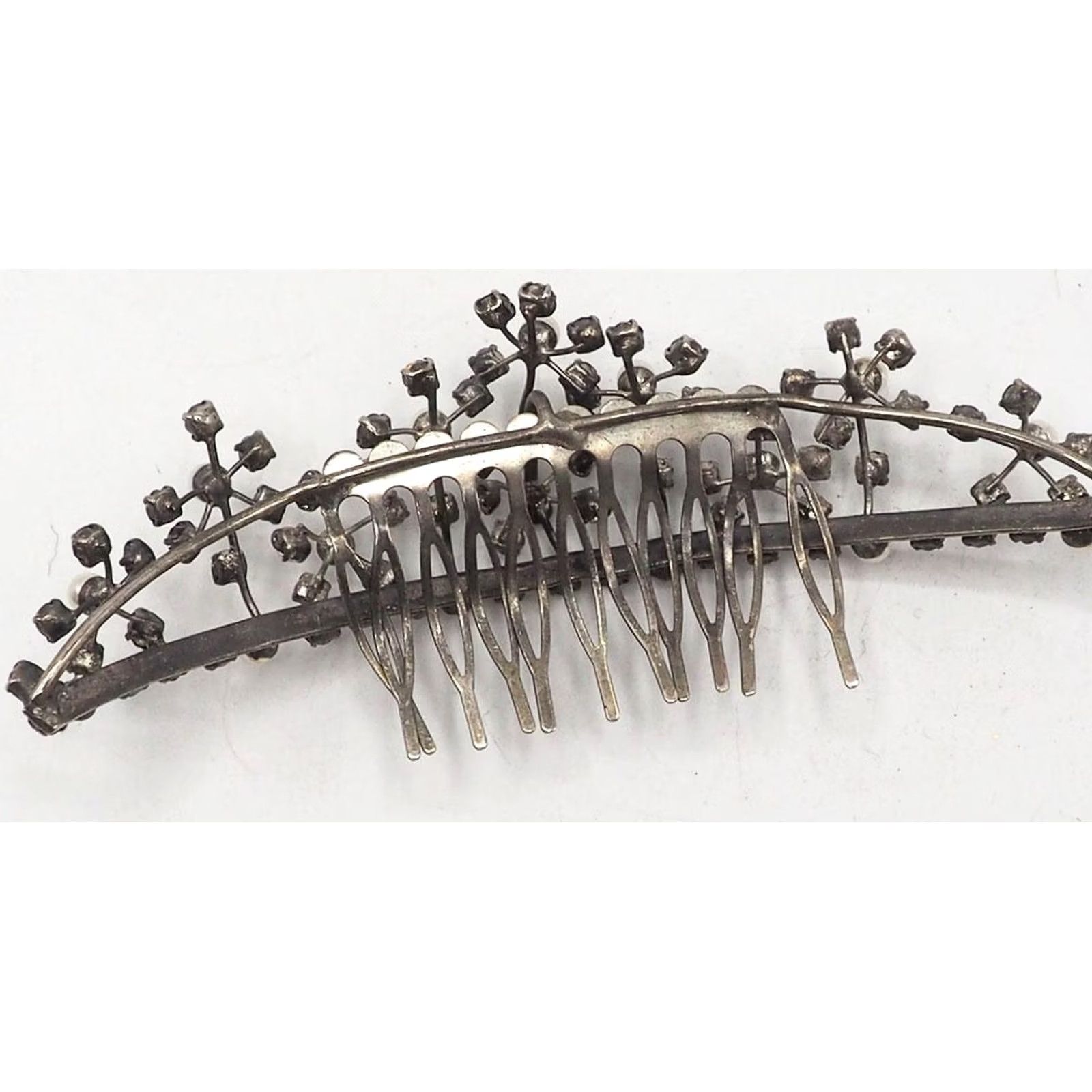 Vintage VINTAGE Hairclip Barrette Faux Pearl and Rhinestone Silver Size ONE SIZE - 3 Thumbnail