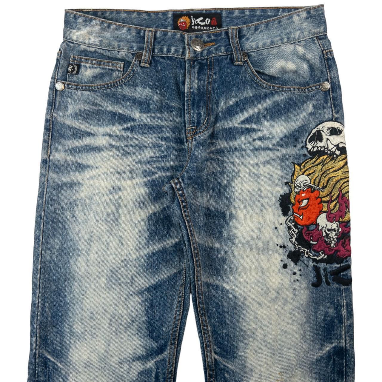 Vintage Jizo Bosatsu Embroidered Japanese Denim Jeans W31