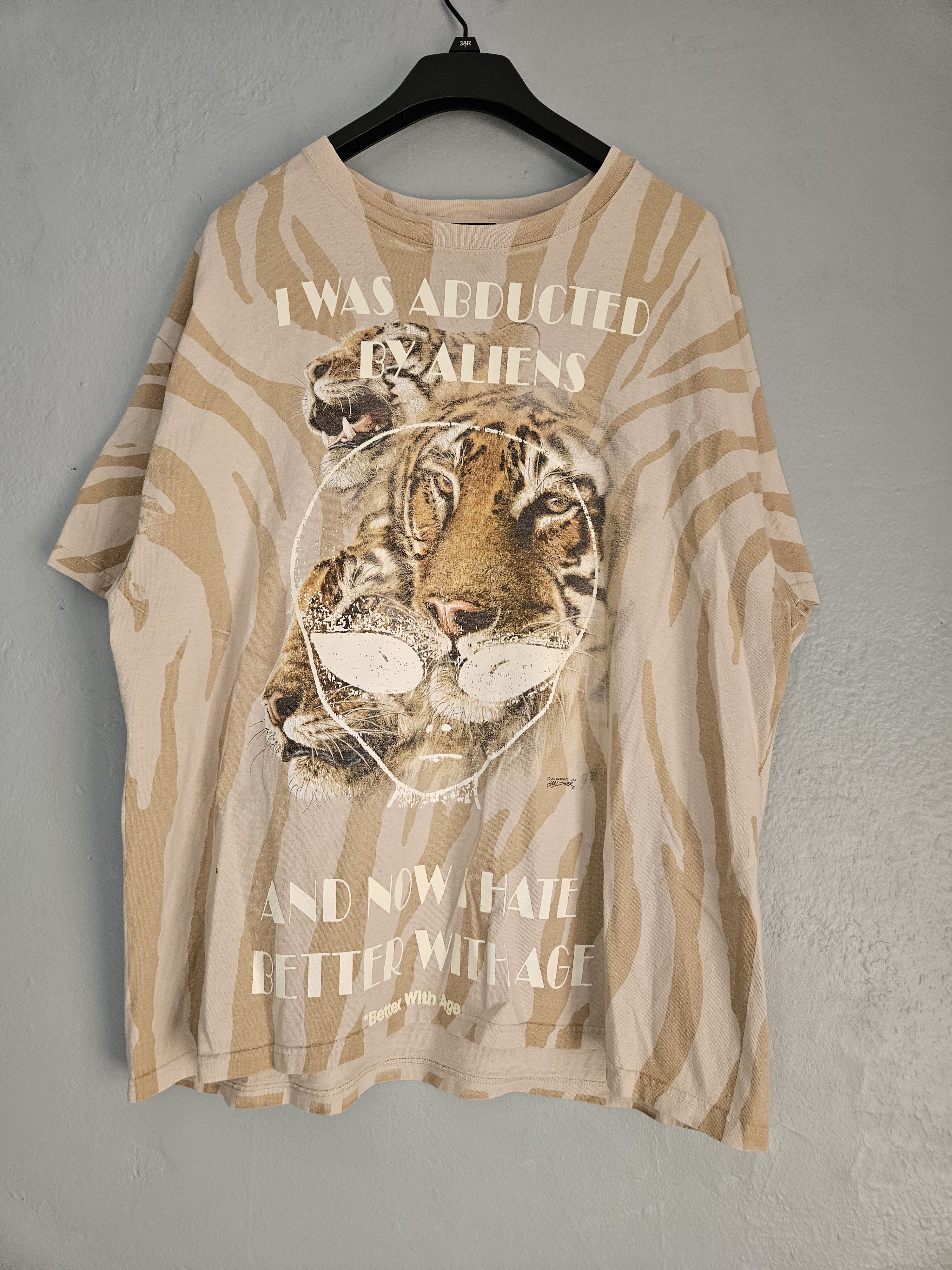 Tiger Print Abducted By Aliens T Shirt