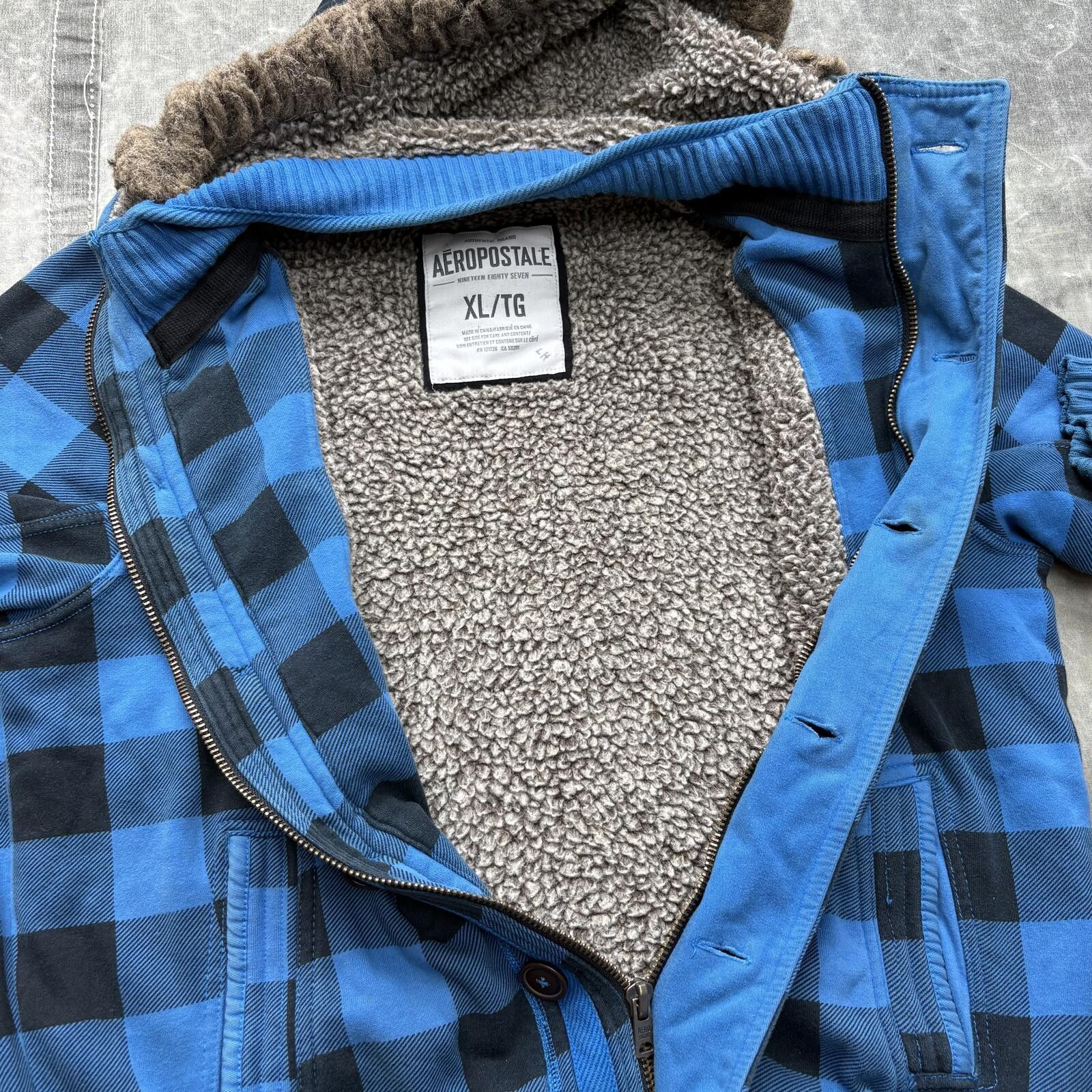 Aeropostale Vintage Y2K Aeropostale Plaid Sherpa Lined Full Zip Hoodie Size US XL / EU 56 / 4 - 3 Thumbnail