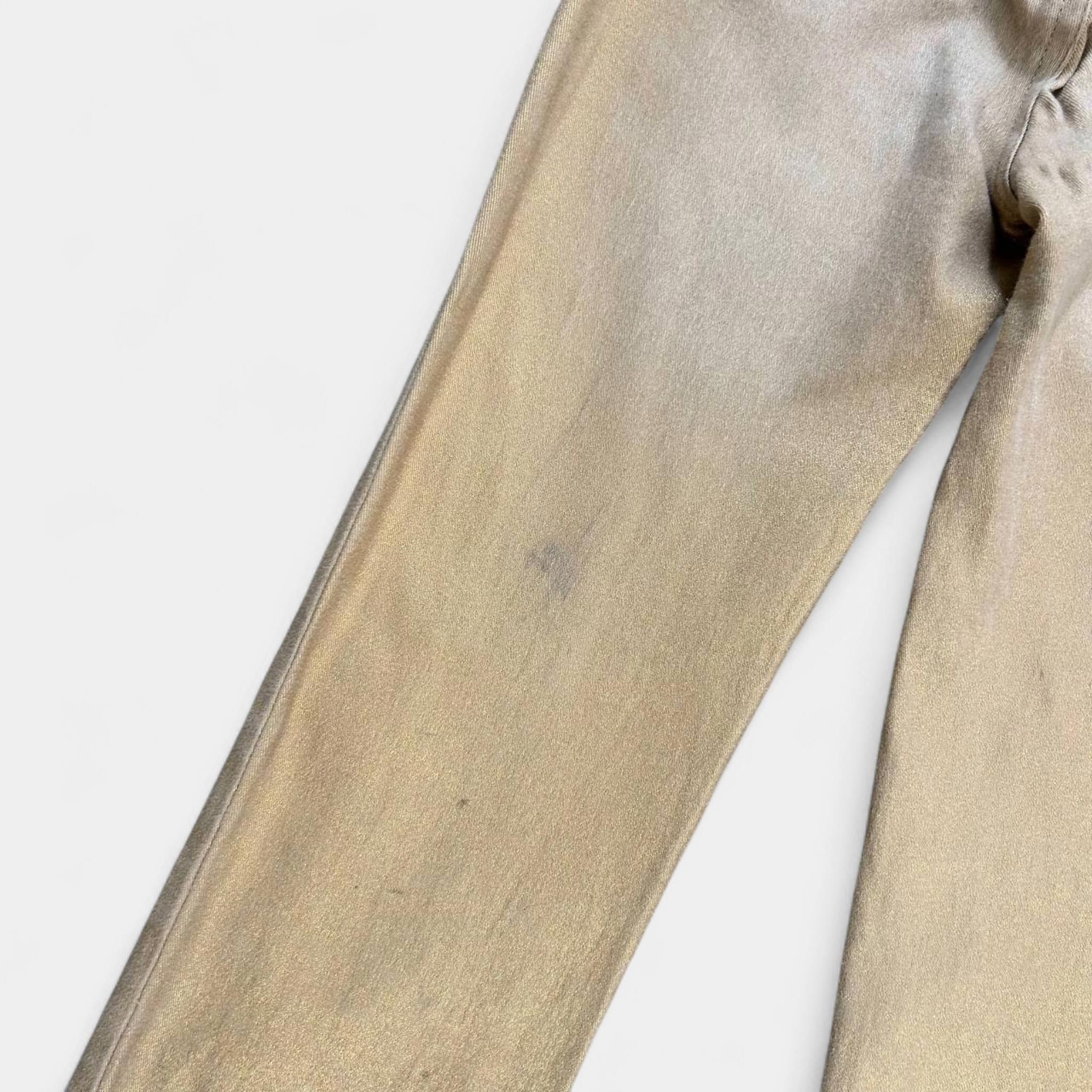 Roberto Cavalli Cavalli Metallic Gold Straight Leg Jeans Size 26" / US 2 / IT 38 - 3 Thumbnail