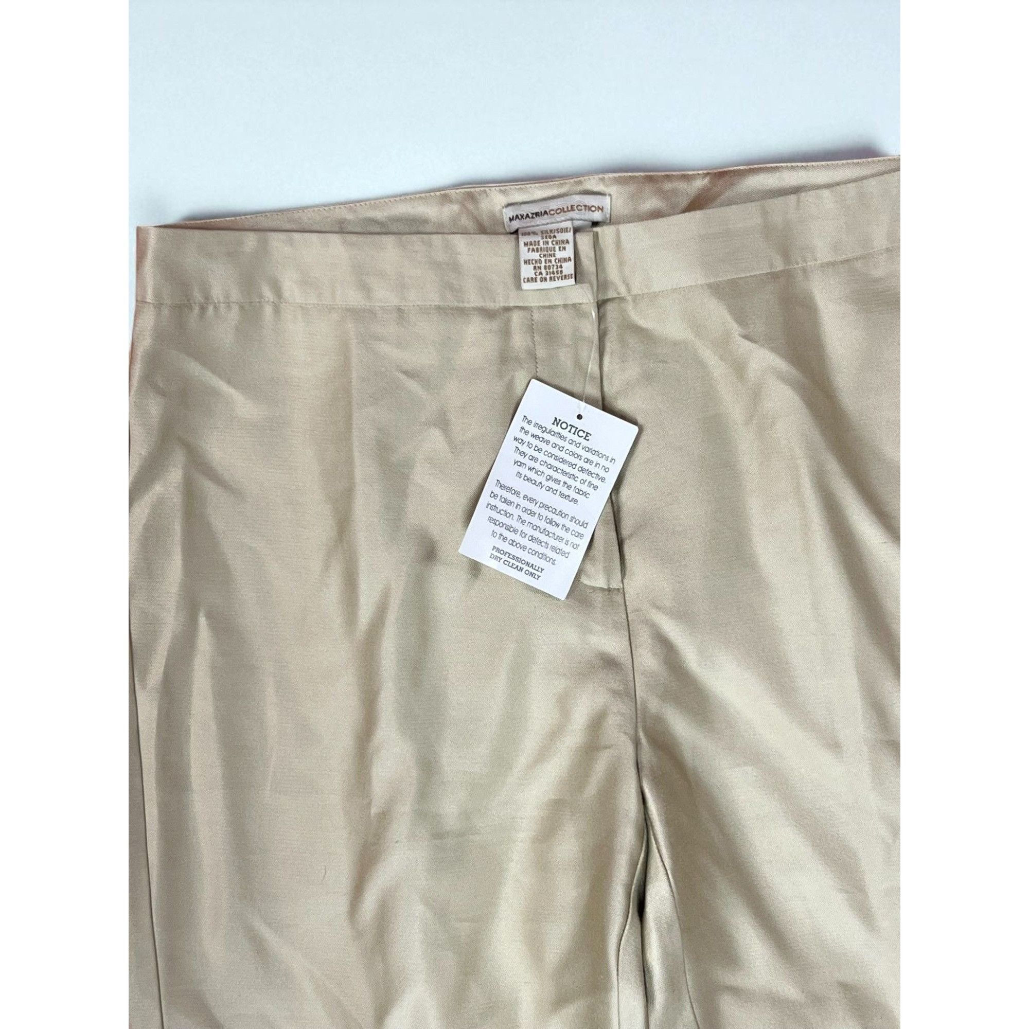 Bcbgmaxazria Bcbgmaxazria Womens High-Waist Beige Satin Trousers Size 8 P Size 30" / US 8 / IT 44 - 4 Thumbnail