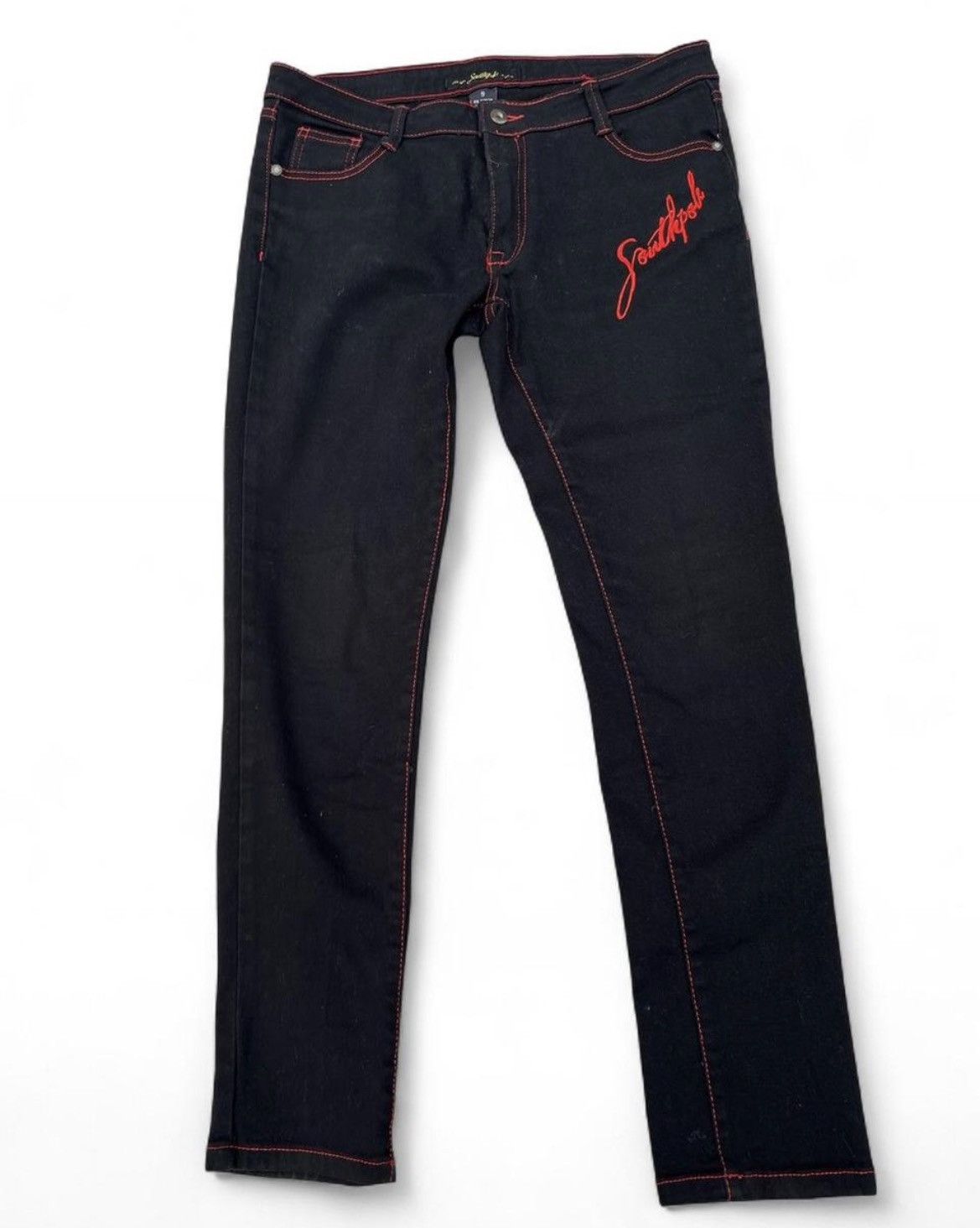 Southpole Y2K Southpole Black Jeans Red Contrast Stitch Embroidered Size 30" / US 8 / IT 44 - 1 Thumbnail