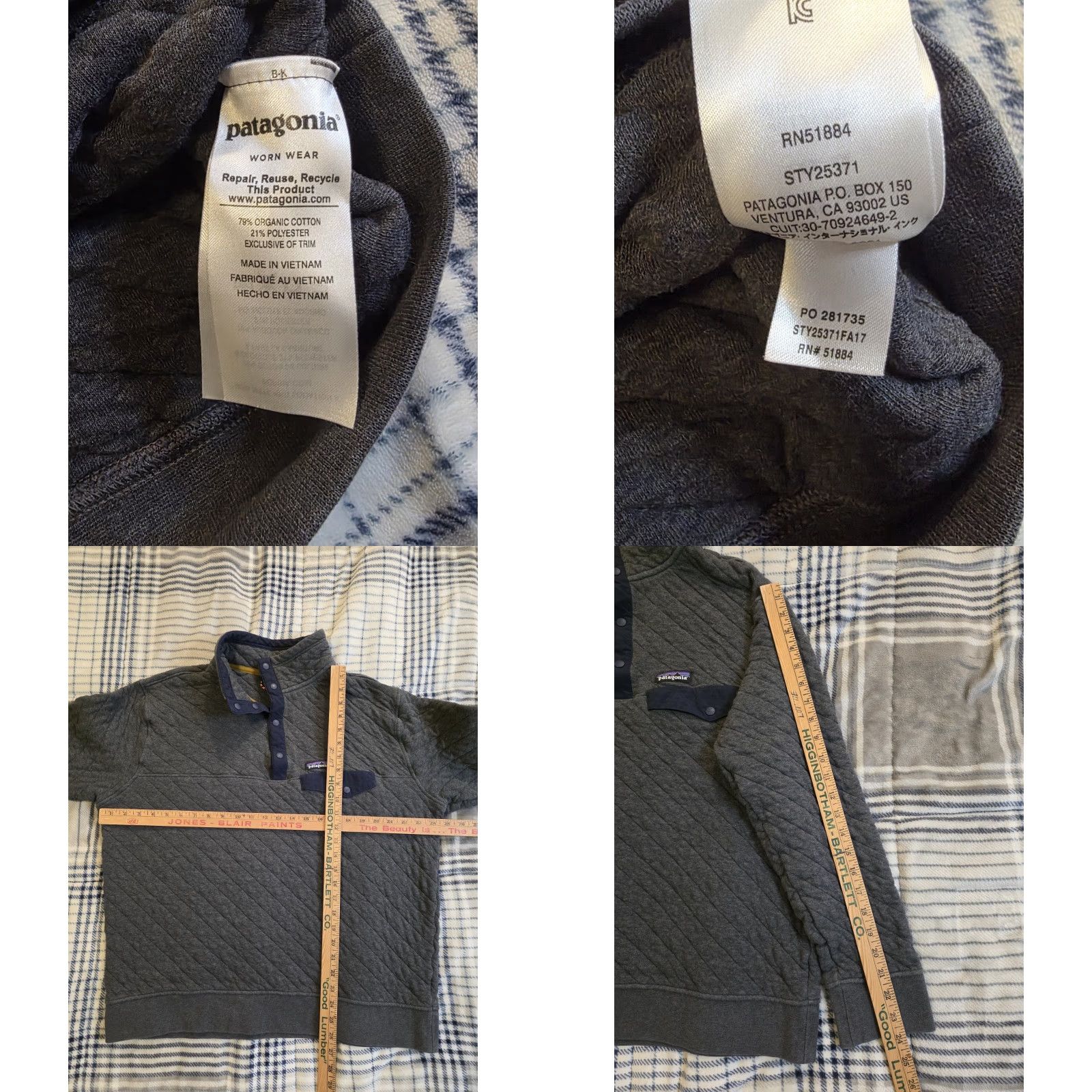 Patagonia Patagonia Quilt Snap T Pullover Organic Cotton Diamond Quilt Charcoal Gray XL Jacket Mens Size US XL / EU 56 / 4 - 8 Thumbnail
