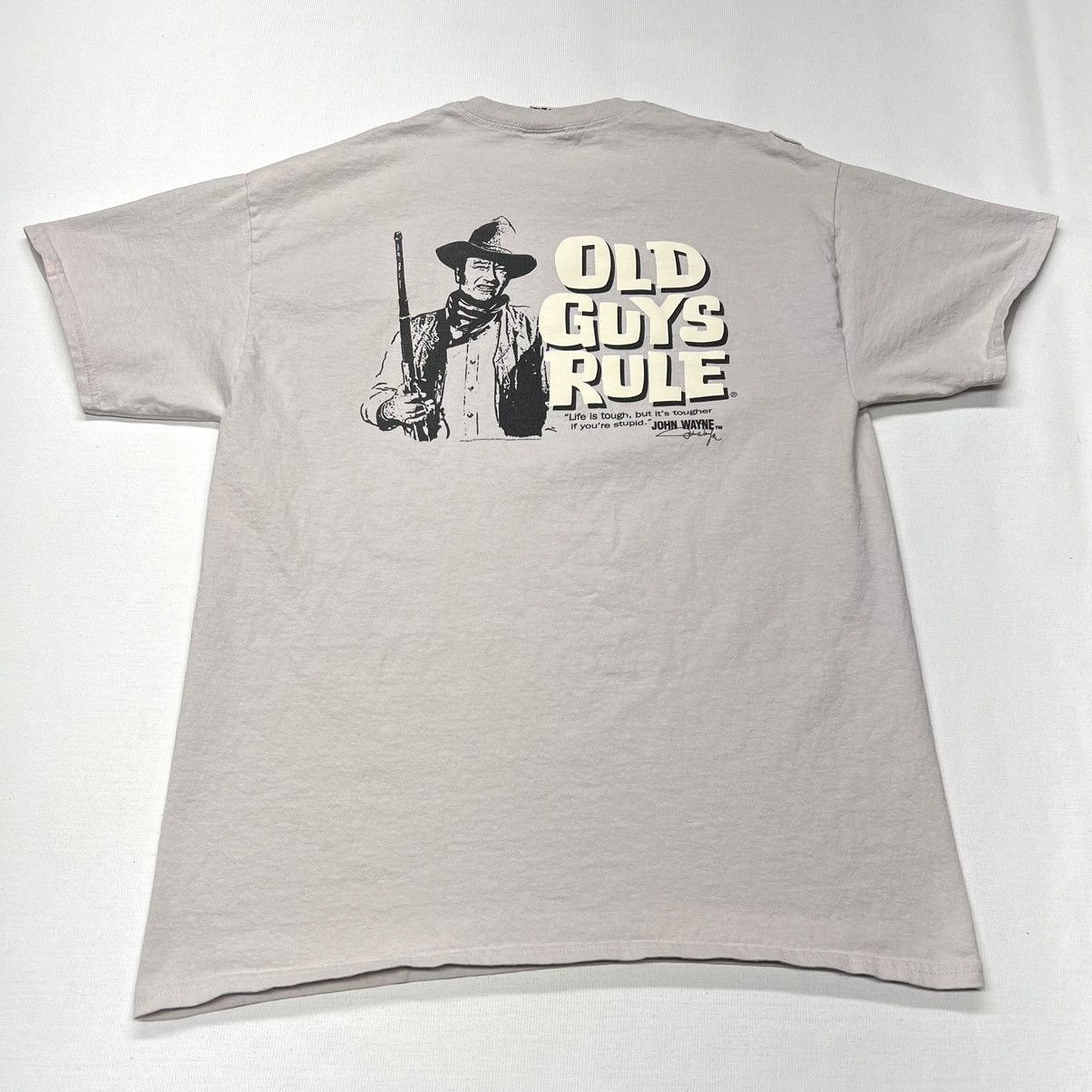 Vintage Old Guys Rule Tee Shirt Beige John Wayne Graphic Dad Y2K Size US L / EU 52-54 / 3 - 1 Thumbnail