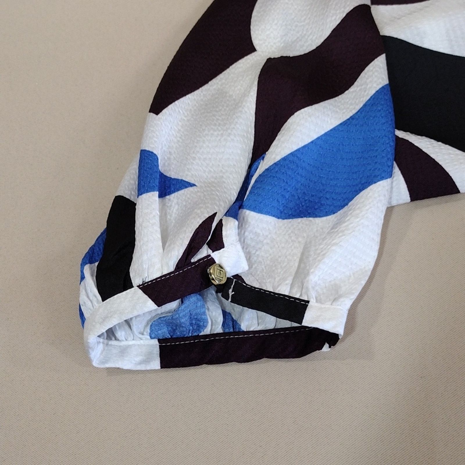Liz Claiborne Liz Claiborne Plus Size Blue Black Geometric Formal Shirt Size 3XL / US 20-22 - 9 Thumbnail