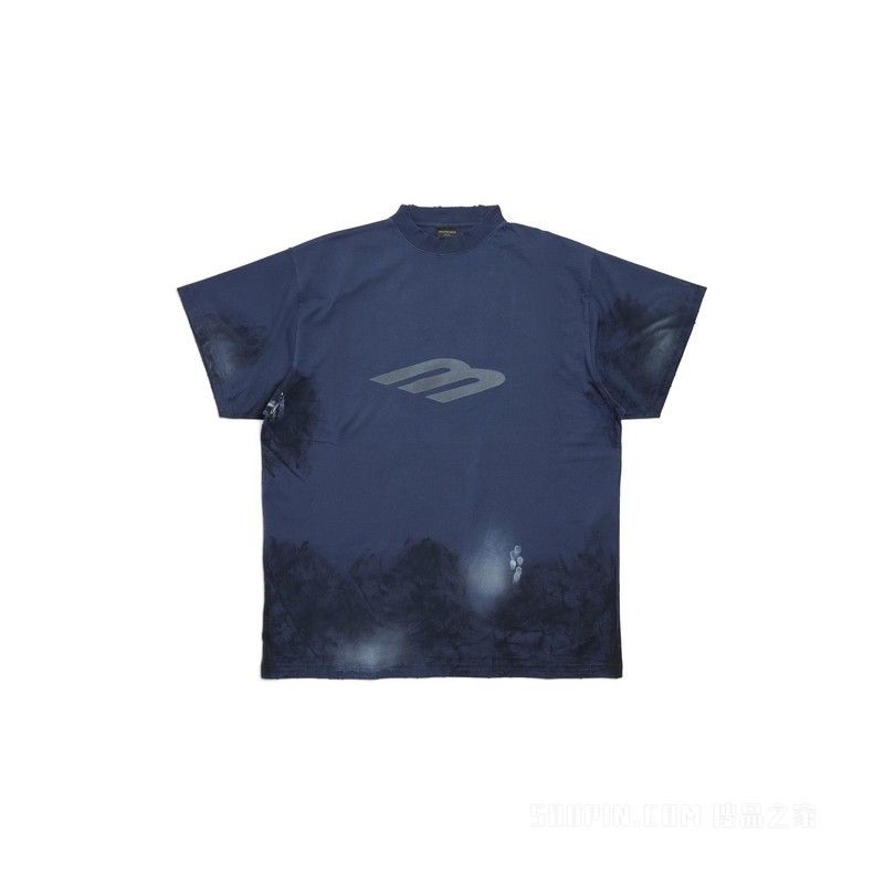 Balenciaga 3b stencil t-shirt oversized blue Size US XS / EU 42 / 0 - 1 Thumbnail