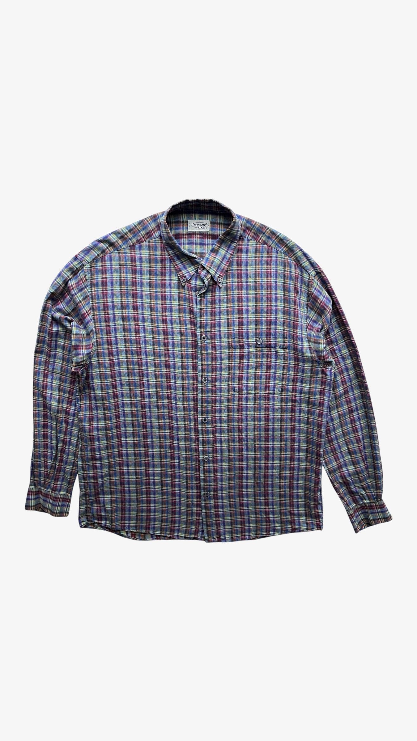 Missoni Vintage 90s Missoni Sport Geometric Pattern Striped Shirt Size US XL / EU 56 / 4 - 1 Thumbnail