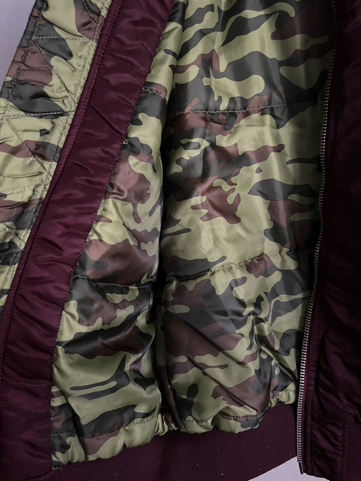 Alpha Industries Alpha Industries Reversible Burgundy/Camo Bomber Jacket Size US L / EU 52-54 / 3 - 6 Thumbnail