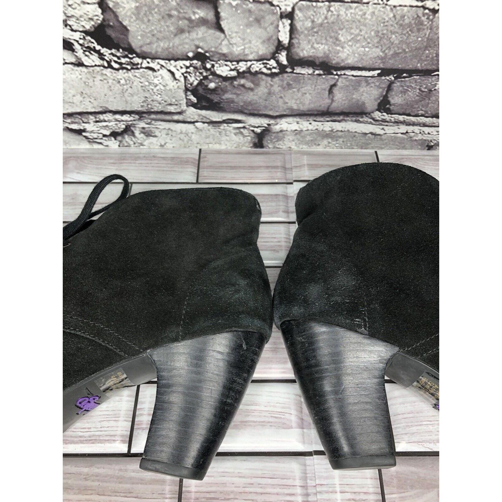 Clarks Indigo Clarks Black Suede Leather Ankle Stacked Heel Booties Size US 8 / IT 38 - 8 Thumbnail