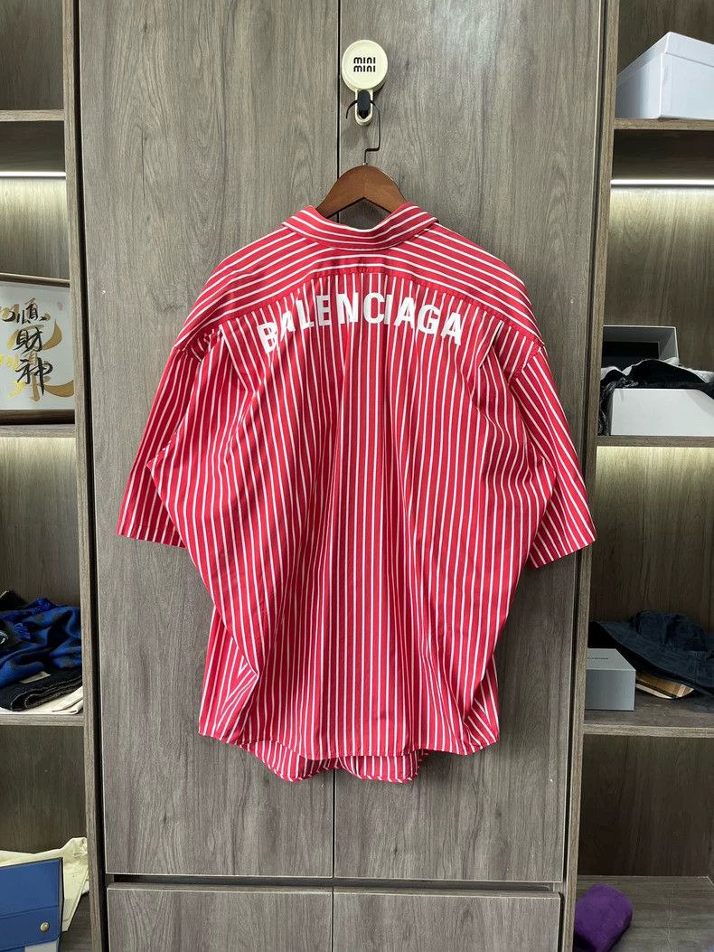 Balenciaga Balenciaga Red and White Striped Cotton Shirt Size XXS / US 00 / IT 34 - 3 Thumbnail