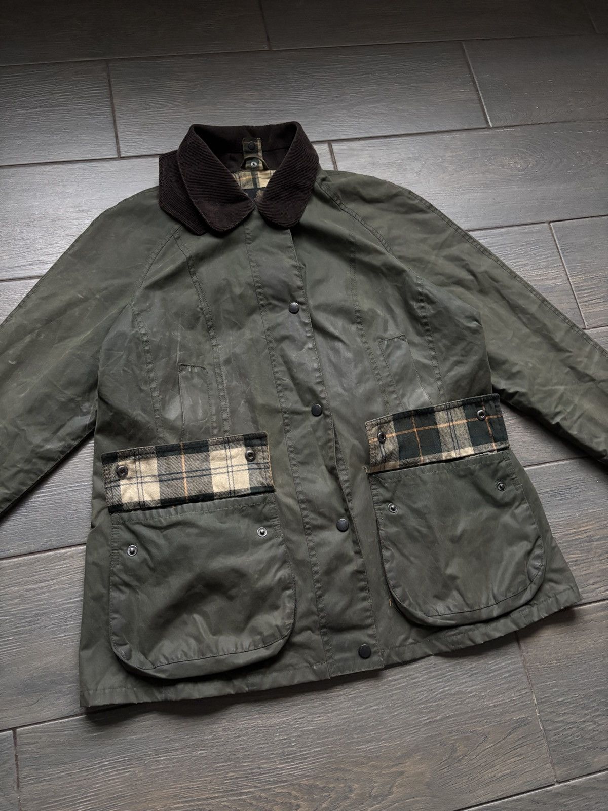 Barbour Women’s Vintage Barbour Boadnell Wax Rain Green Jacket us10 Size L / US 10 / IT 46 - 6 Thumbnail