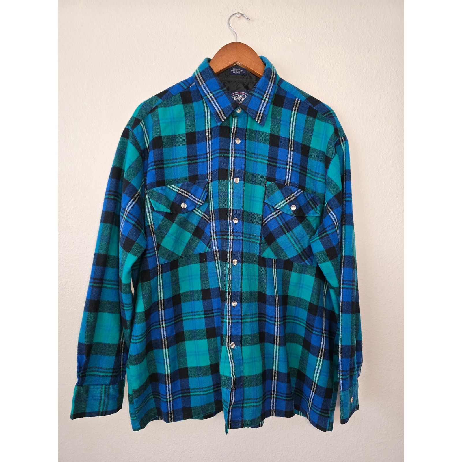 Vintage Vintage Alpine Trail Flannel Shirt Blue Plaid XL Button Up Size US XL / EU 56 / 4 - 1 Thumbnail