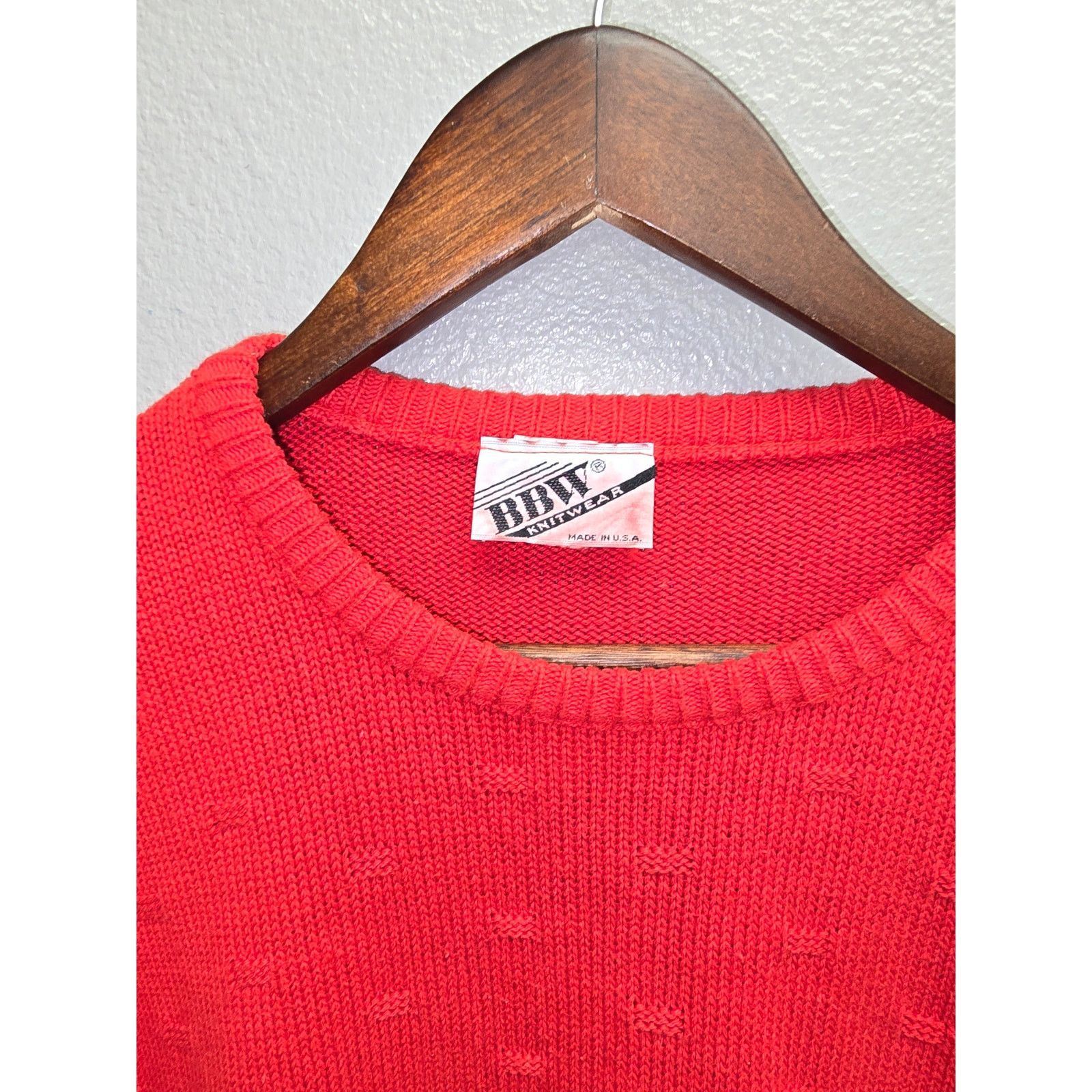 Vintage Vintage Red Knitwear Sweater BBW Red Diamond Pattern 80s VTG Size M / US 6-8 / IT 42-44 - 2 Thumbnail