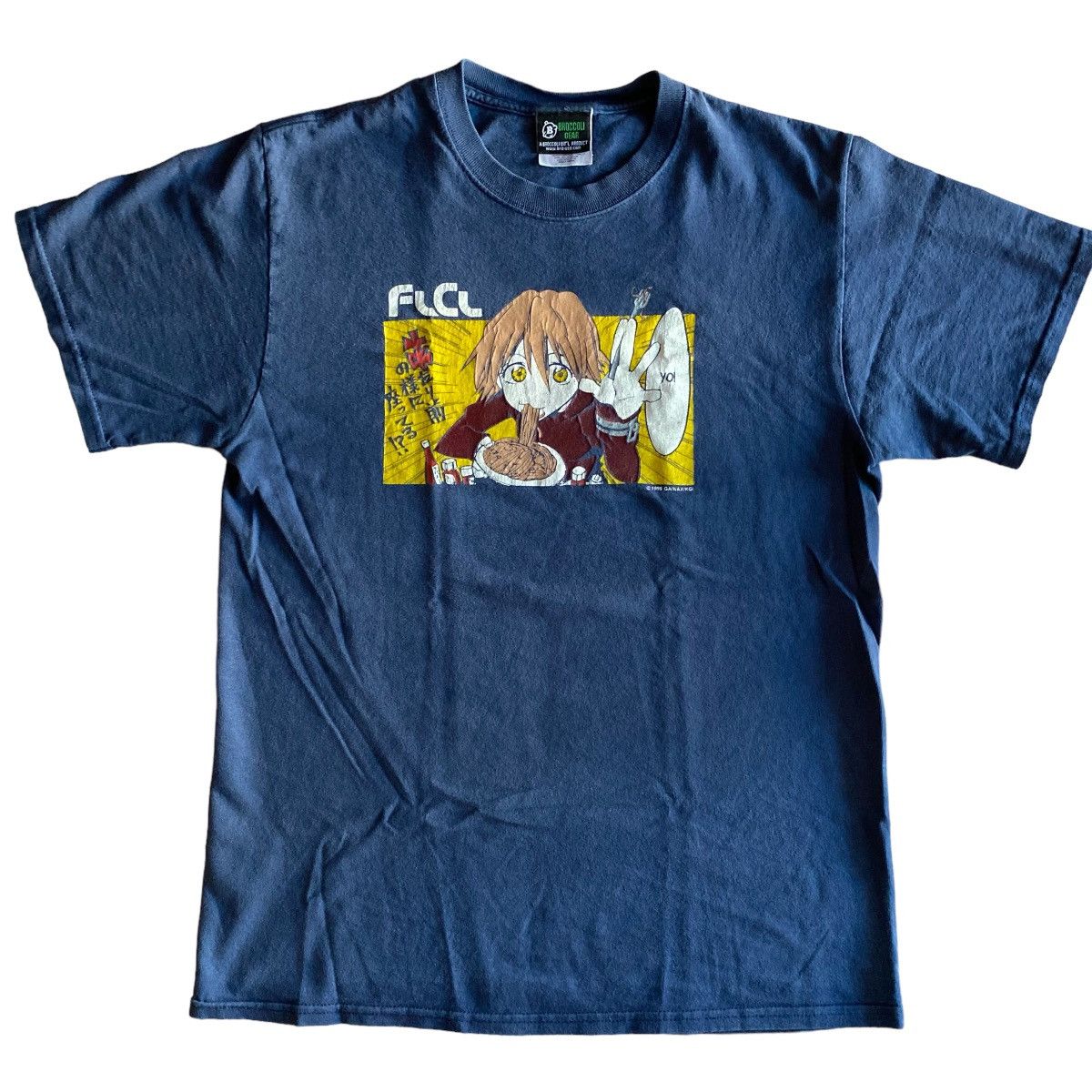 image of Vintage VTG Flcl Fooly Cooly Size M T-Shirt Blue Broccoli Anime 1999, Men's