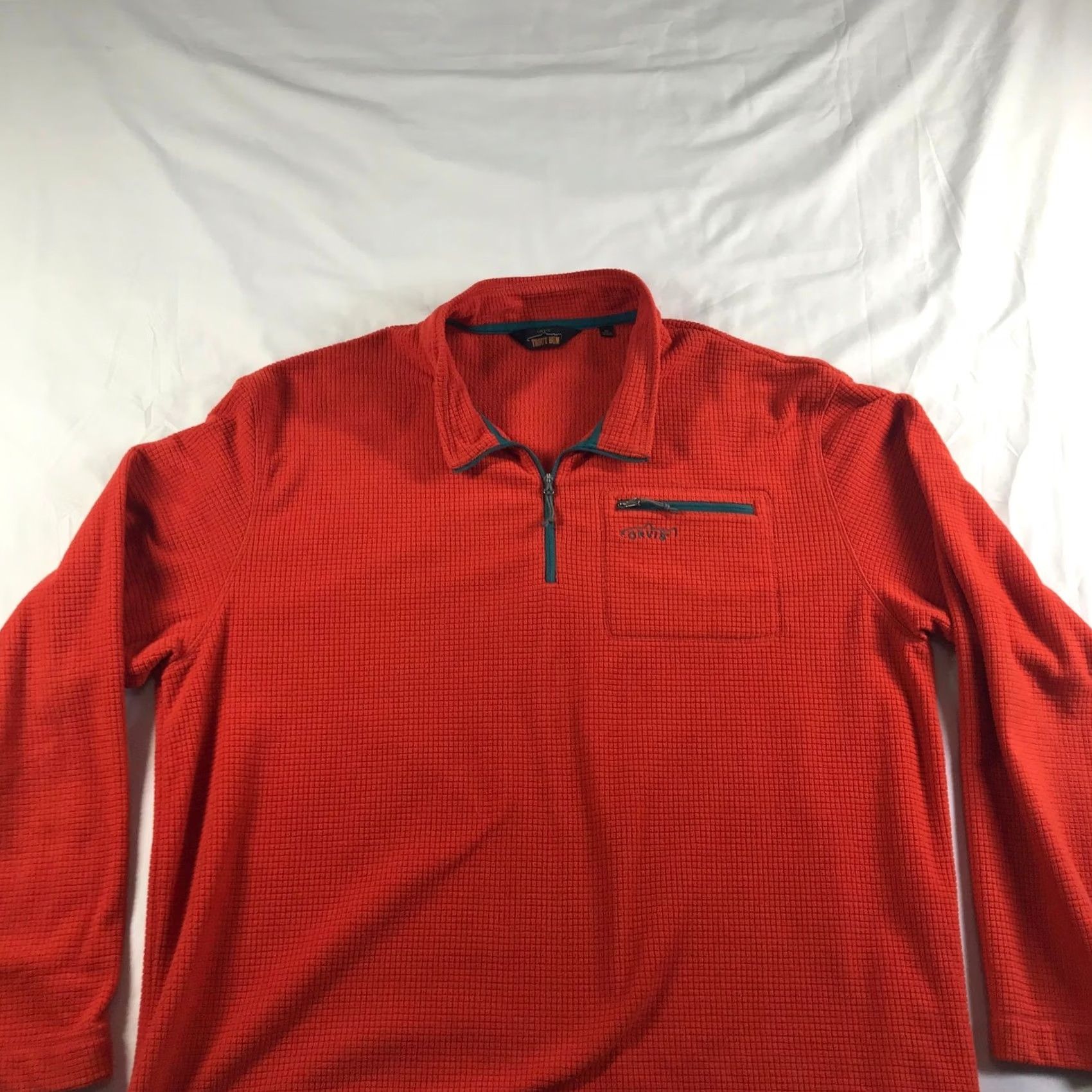 Orvis Orvis Trout Bum Mens XXL Red Waffle Knit Quarter Zip Fleece Pullover Sweater Size US XXL / EU 58 / 5 - 7 Thumbnail