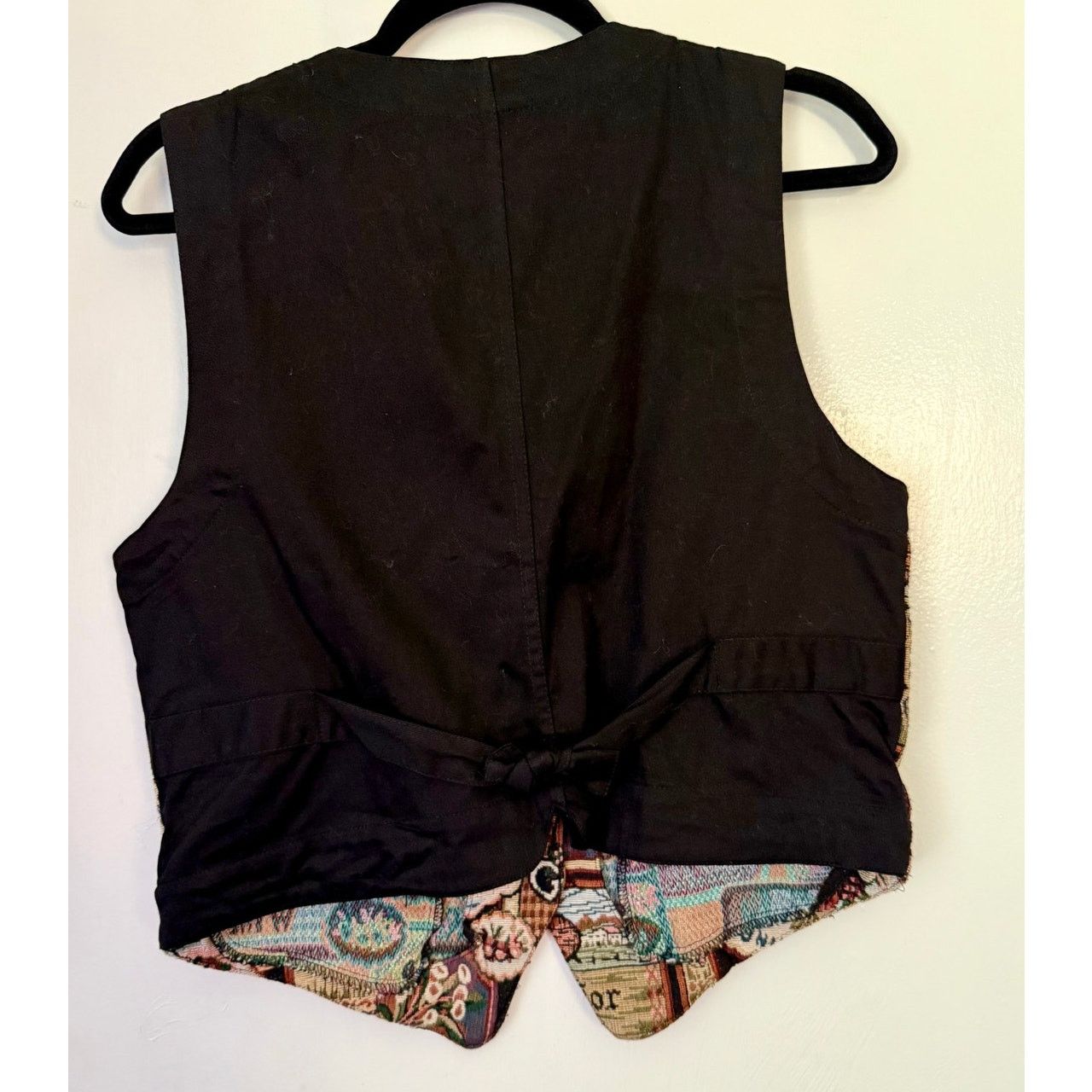 Vintage Black Beige Tapestry Fruit Wine Vest Jacket Whimsygoth Med Size M / US 6-8 / IT 42-44 - 2 Thumbnail