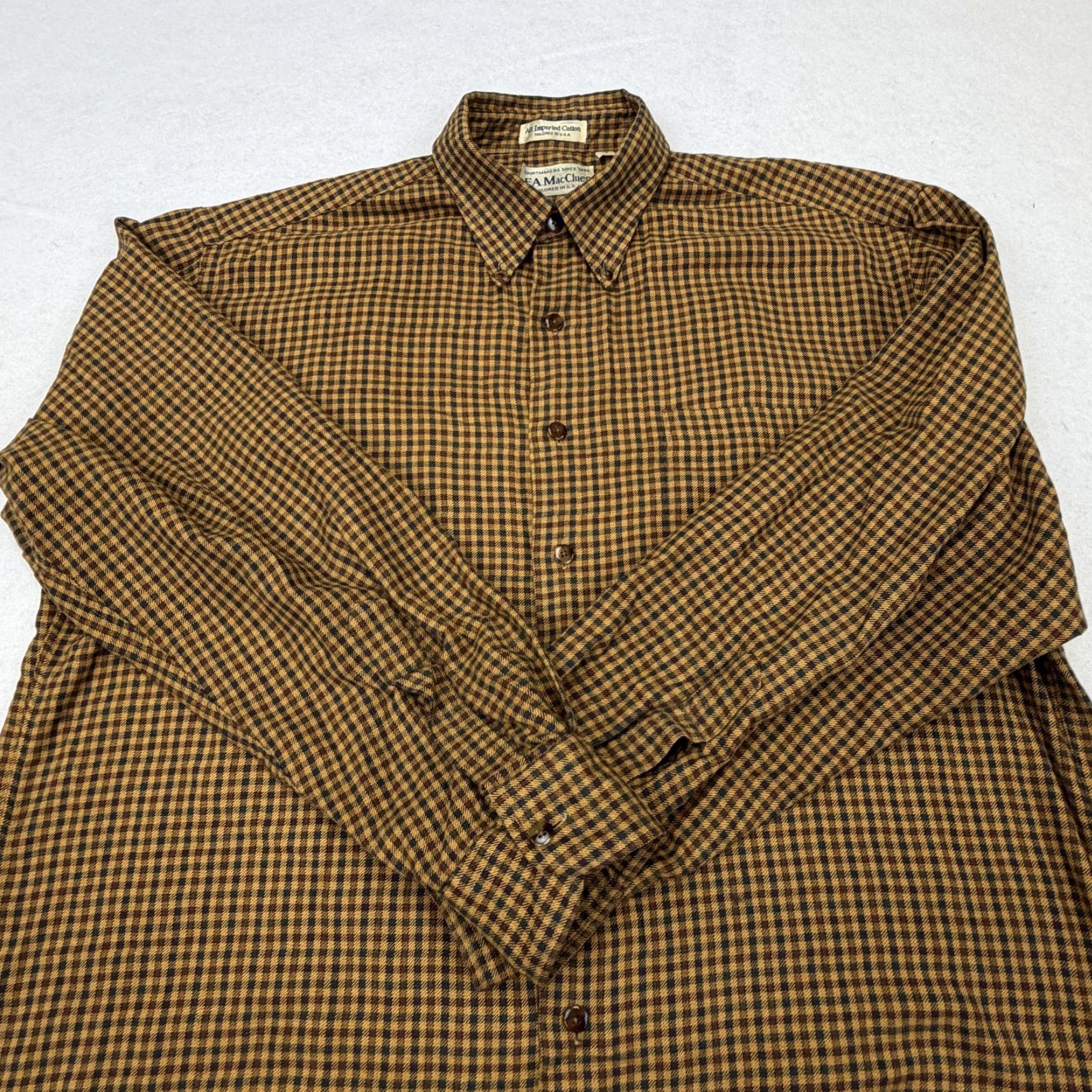 Vintage VINTAGE F.A. MacCluer Shirt Mens Large Brown Check Flannel Made USA Button Down Size US L / EU 52-54 / 3 - 4 Thumbnail