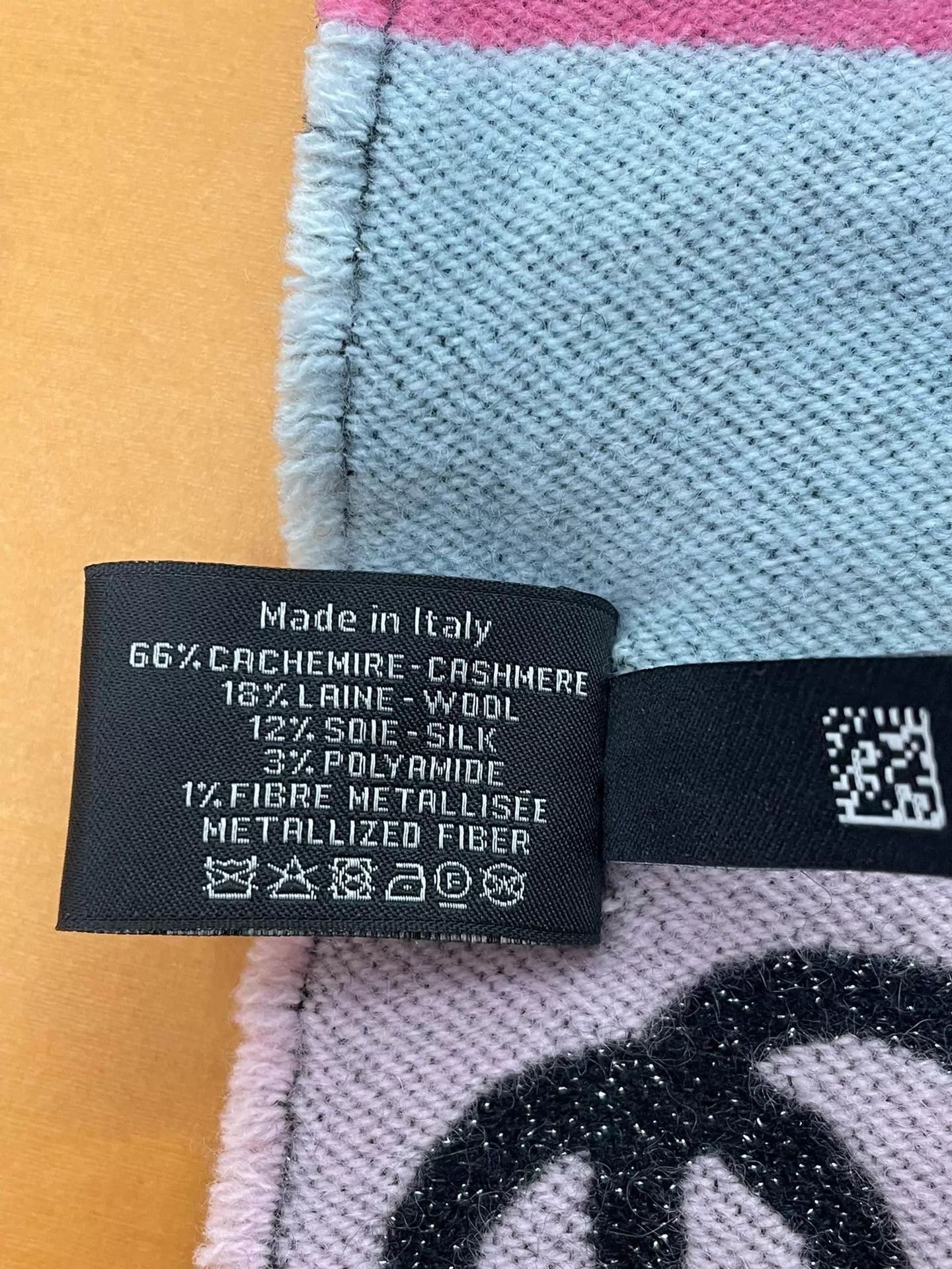 Chanel Chanel Rainbow Stripe Lg Logo Cashmere Scarf/Shawl Size ONE SIZE - 6 Thumbnail