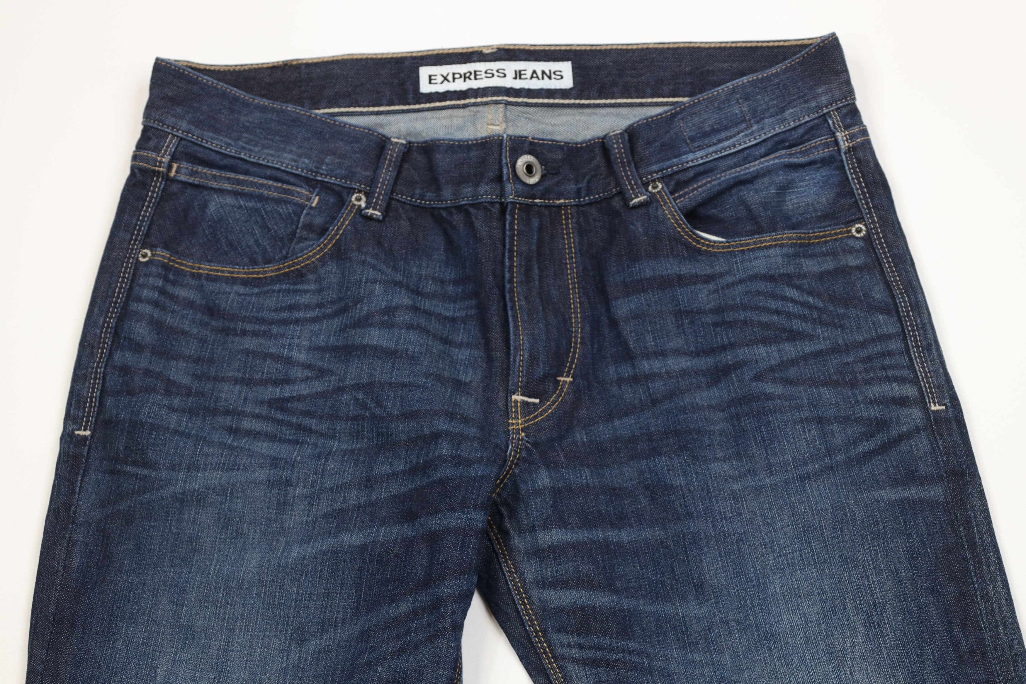 Express Express Rocco Slim Fit Straight Leg Denim Jeans Blue Cotton Size US 33 - 2 Thumbnail
