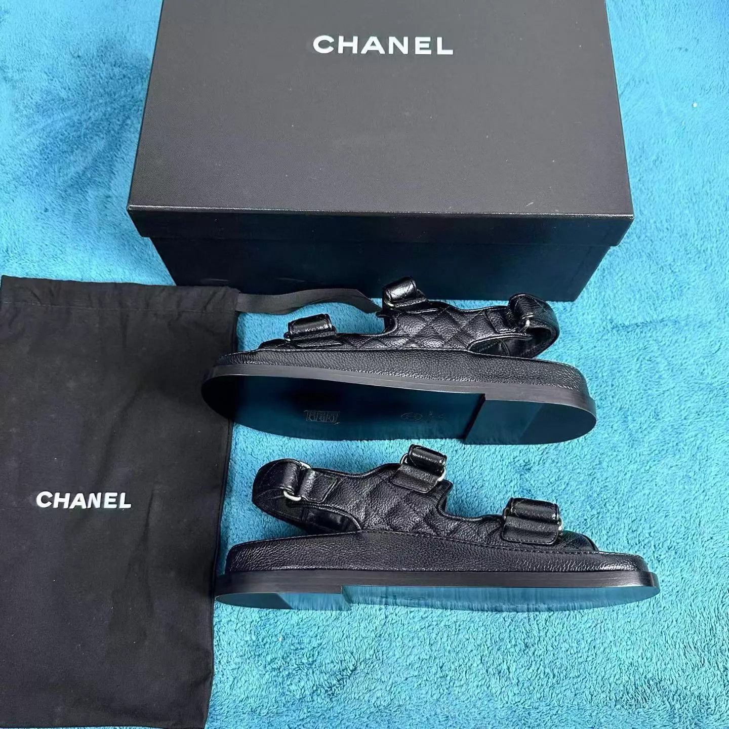 Chanel Chanel Women's Classic Black Flat Beach Sandal 38 Size US 7.5 / IT 37.5 - 3 Thumbnail