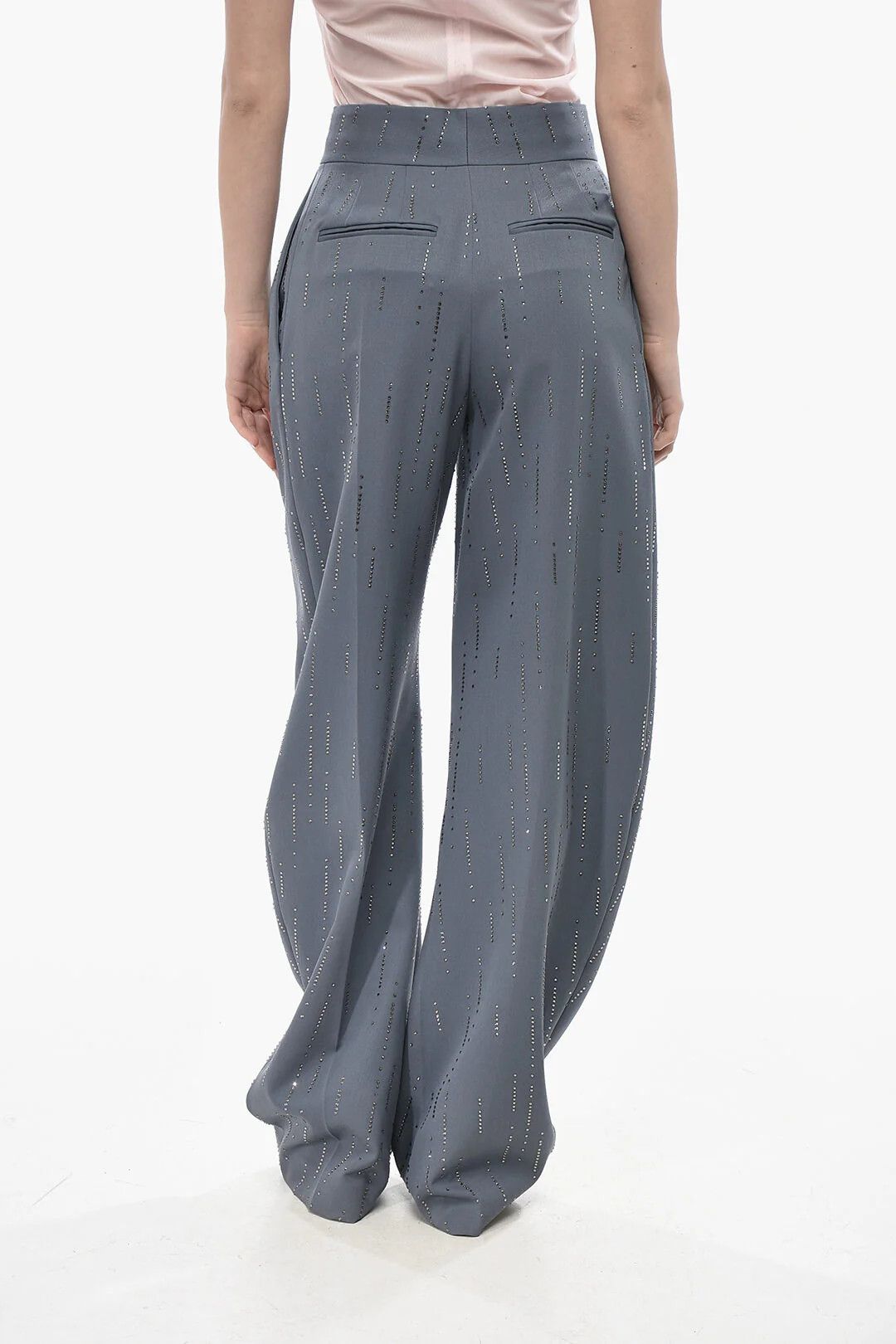 The Attico og1mm0426 Wool Banana Fit Pant in Light Blue Size 26" / US 2 / IT 38 - 2 Thumbnail