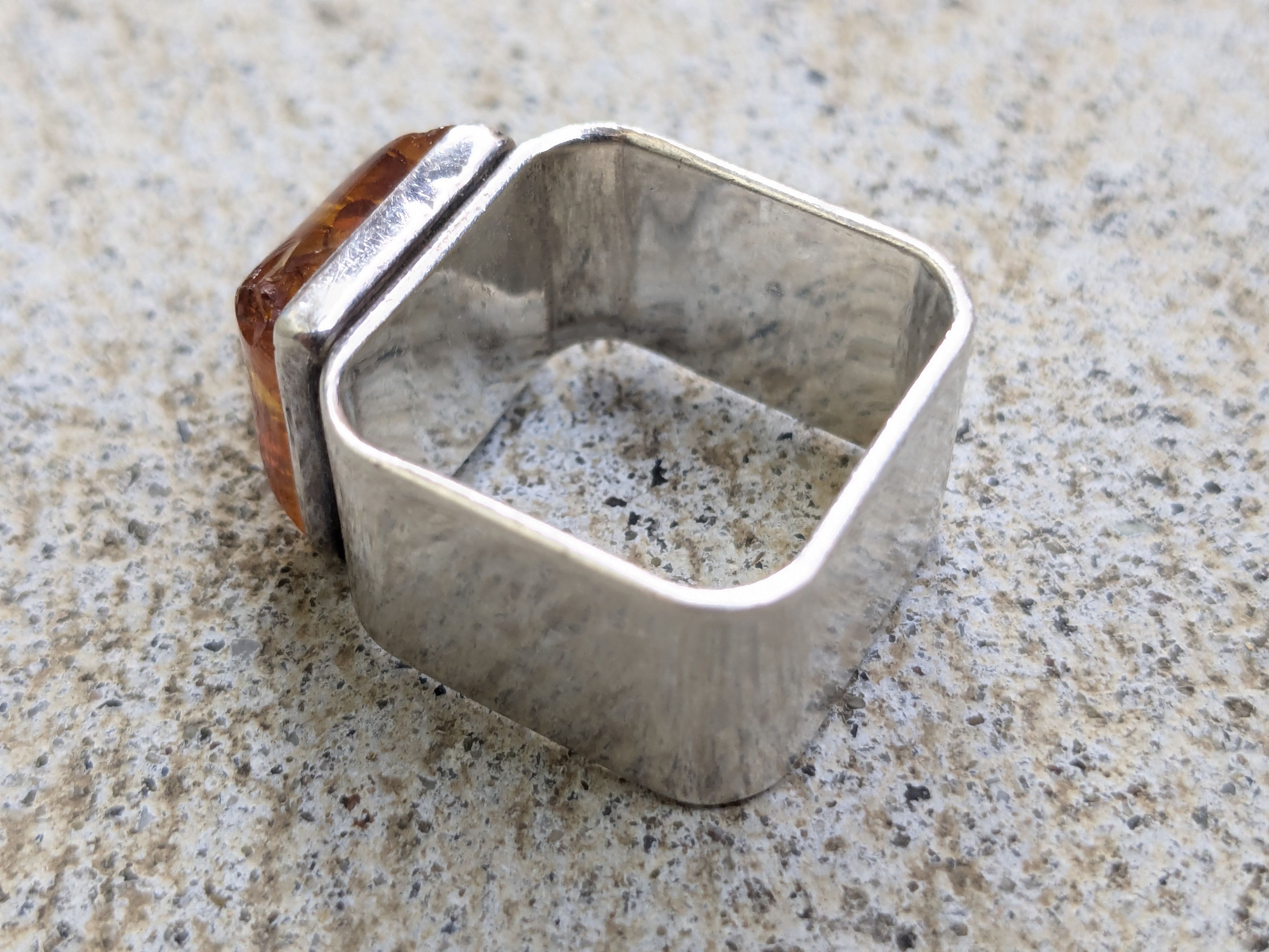 Vintage Vintage Sterling Silver Ring Size 9 Amber .925 Modern Size ONE SIZE - 8 Thumbnail