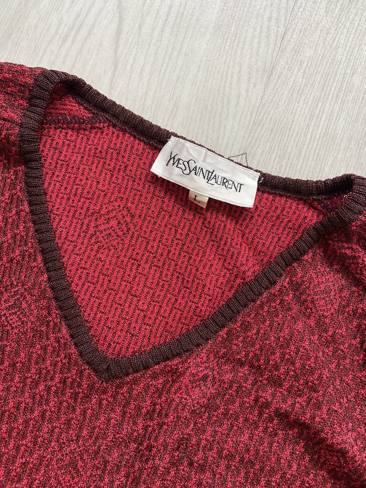 Yves Saint Laurent 1980’s Yves Saint Laurent Woven Knited Fukusuke Long Sleeve Size M / US 6-8 / IT 42-44 - 3 Thumbnail