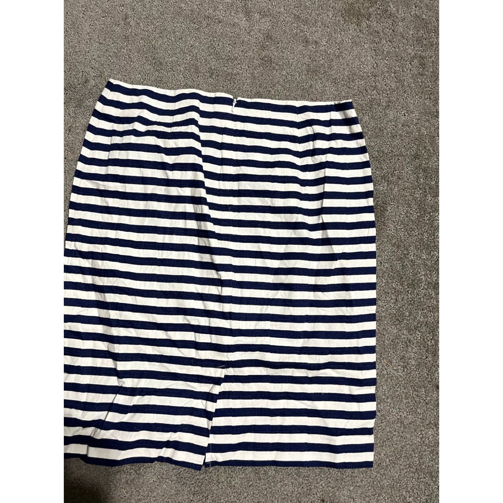 Talbots Talbots Skirt 6P Navy Blue White Striped Cotton Knee Length Work Size 28" / US 6 / IT 42 - 2 Thumbnail