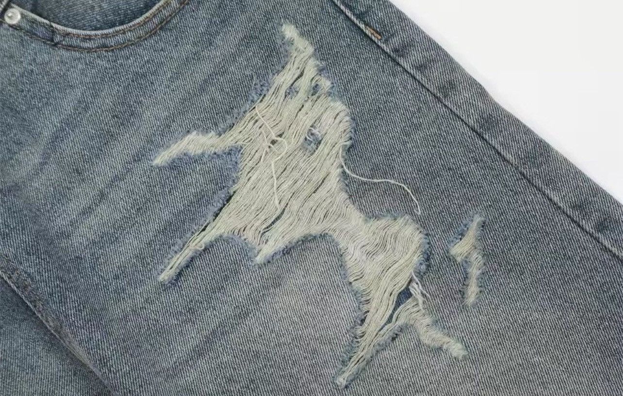 Jean Vintage Washed Distressed Splicing Flared Jeans Size US 30 / EU 46 - 10 Thumbnail