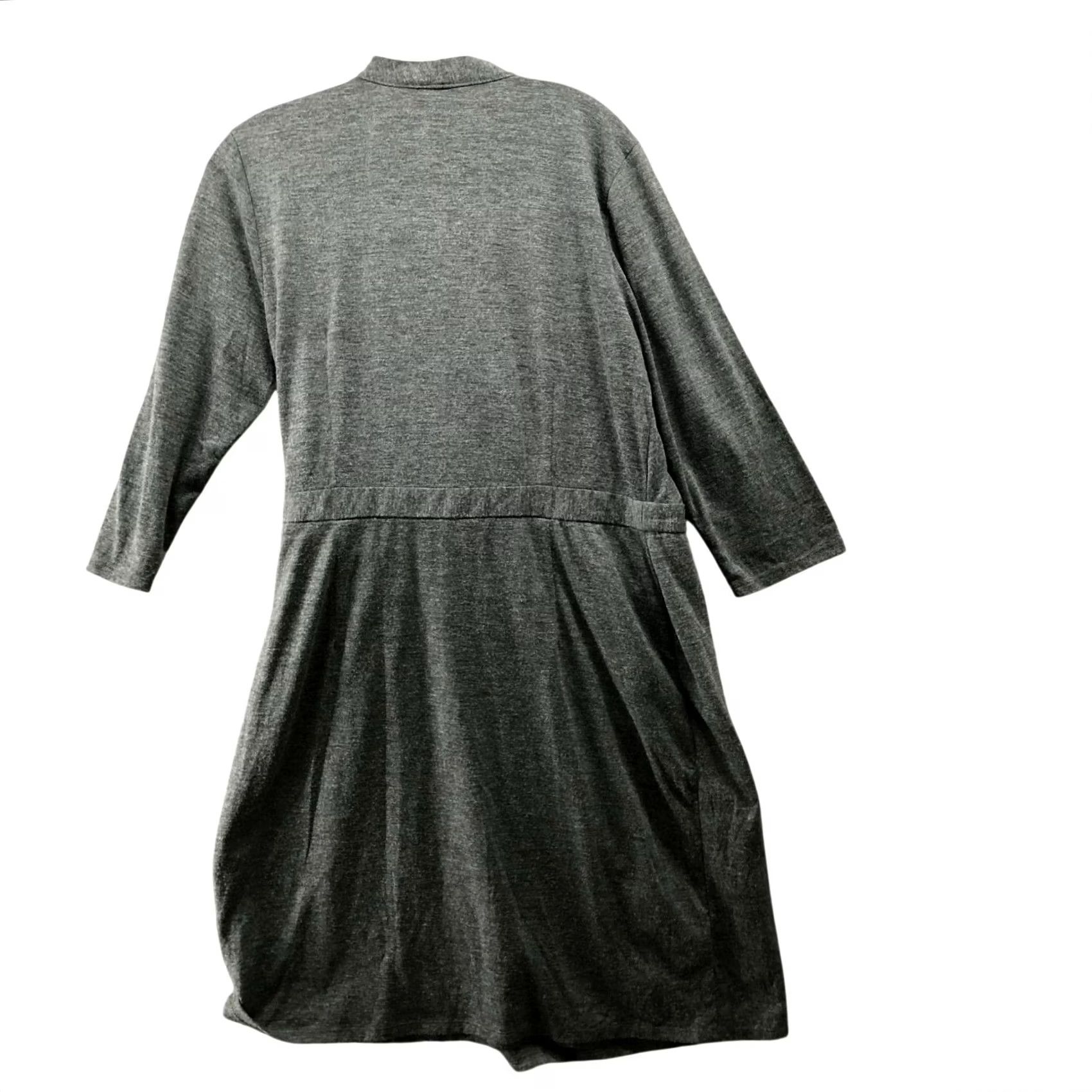 Ann Taylor Ann Taylor Wrap Dress Size 14 Gray Knee Length 3/4 Sleeve Genuine Side Tie Size XL / US 12-14 / IT 48-50 - 2 Thumbnail