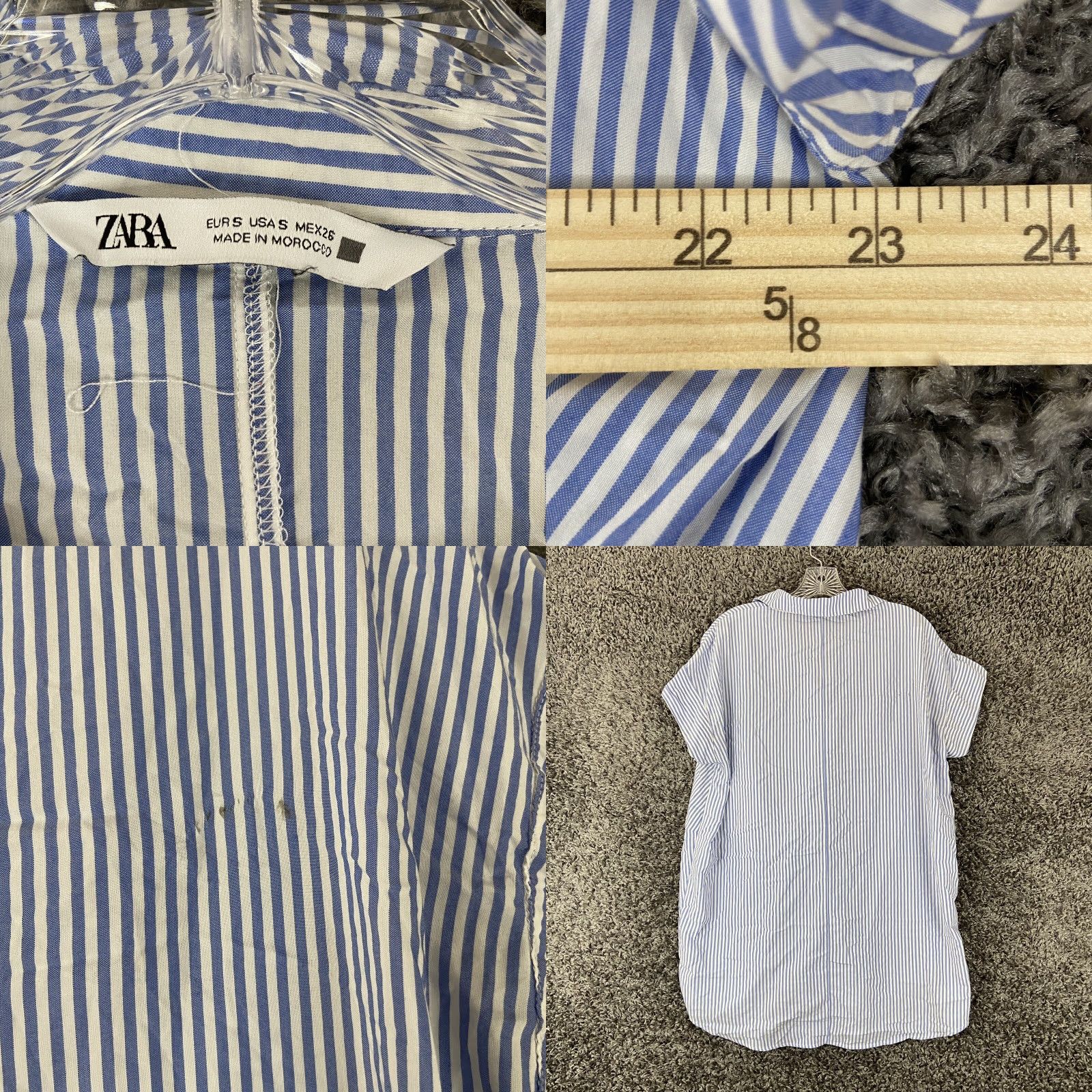 Zara Zara Blouse Women’s S Blue White Stripped Short Sleeve Men? Wait. Size S / US 4 / IT 40 - 8 Thumbnail