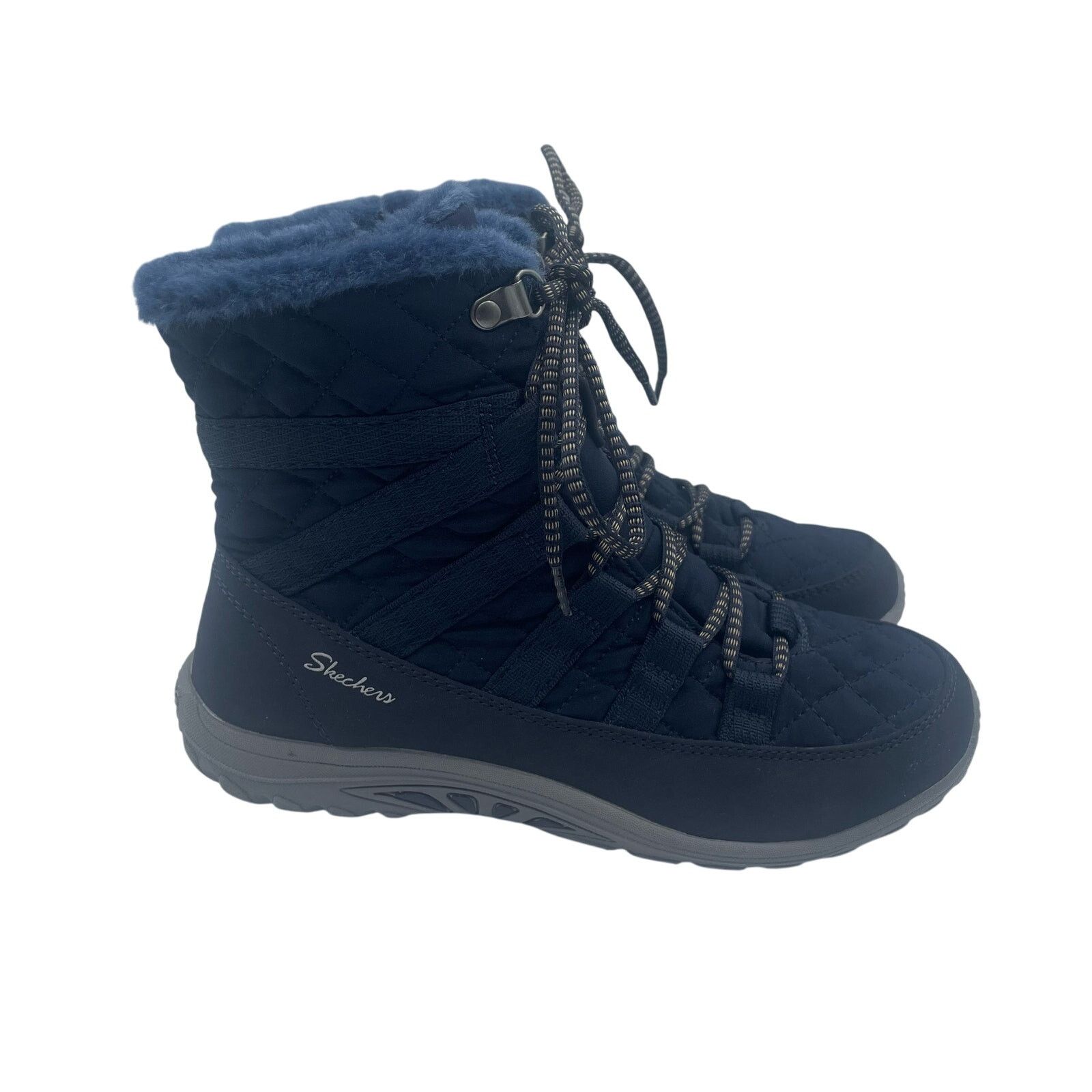 Skechers Reggae Fest Moro Rock Faux Fur Lined Booties Navy
