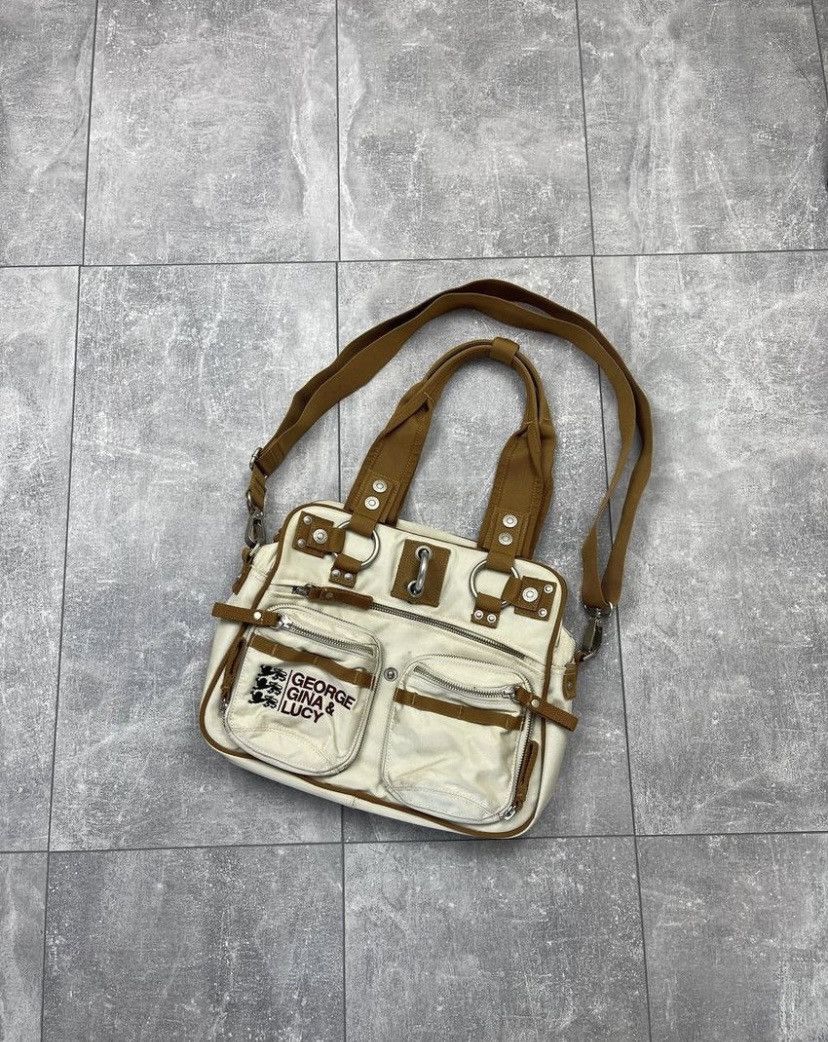 Vintage Ggl George Gina & Lucy Avant Garde Big Messenger Bag in Beige, Women's