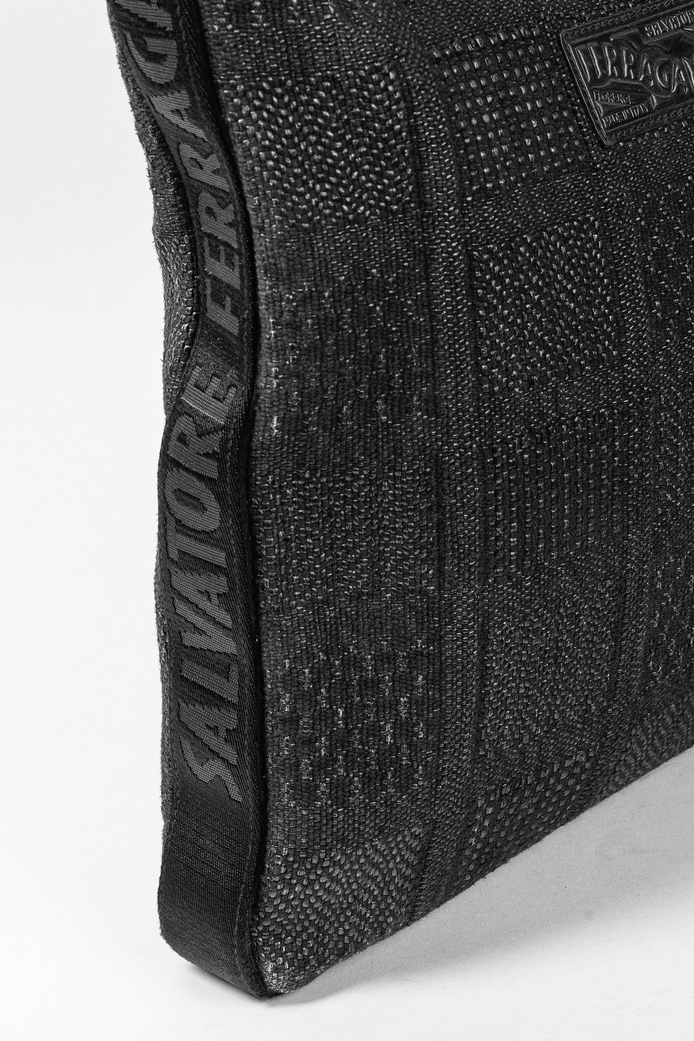 Salvatore Ferragamo Salvatore Ferragamo Black Patterned-Jacquard Zippered Tote Size ONE SIZE - 9 Thumbnail