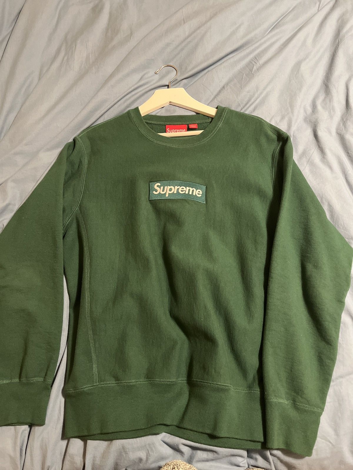 image of Supreme Dark Green Box Logo Sweatshirt, Men's (Size Medium)