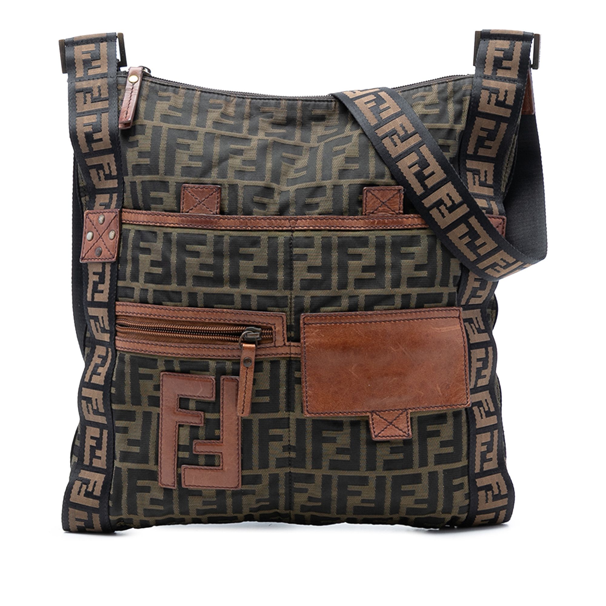 Fendi Fendi Zucca Canvas FF Flat Messenger Bag Size ONE SIZE - 1 Thumbnail