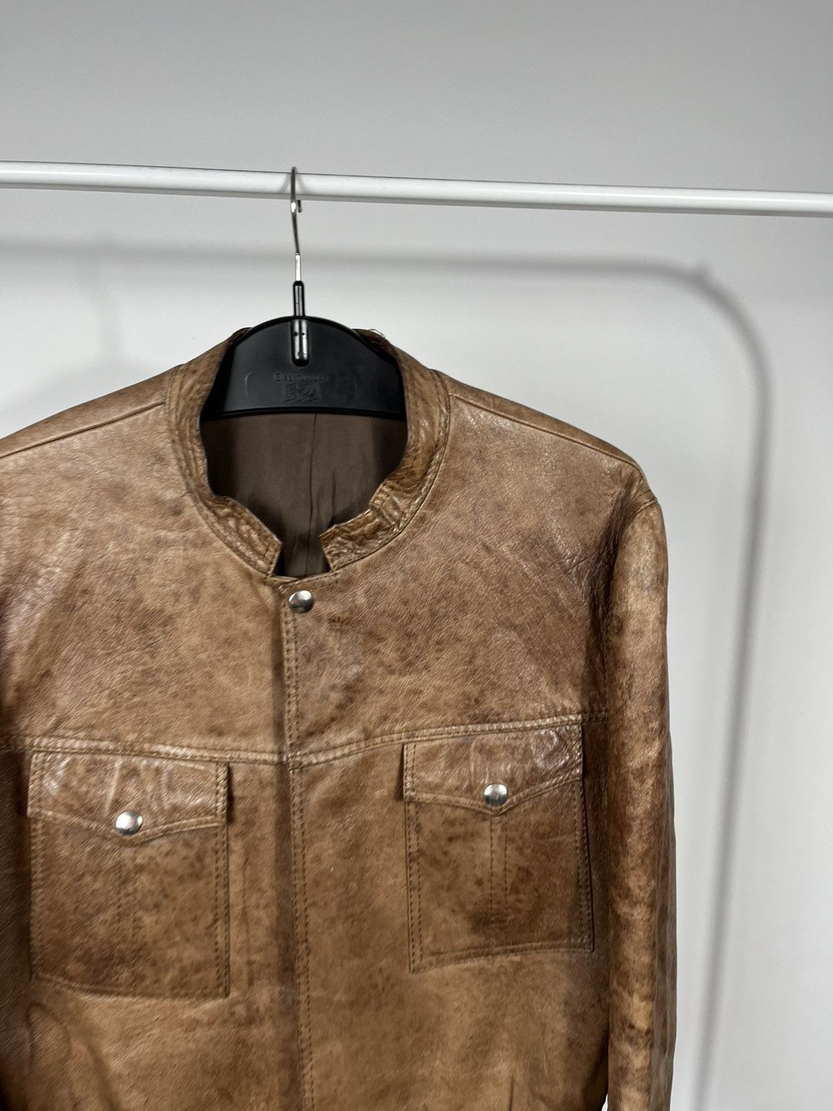 Leather Womens Distressed Leather Jacket Brown Vintage Biker Crop Size XL / US 12-14 / IT 48-50 - 3 Thumbnail
