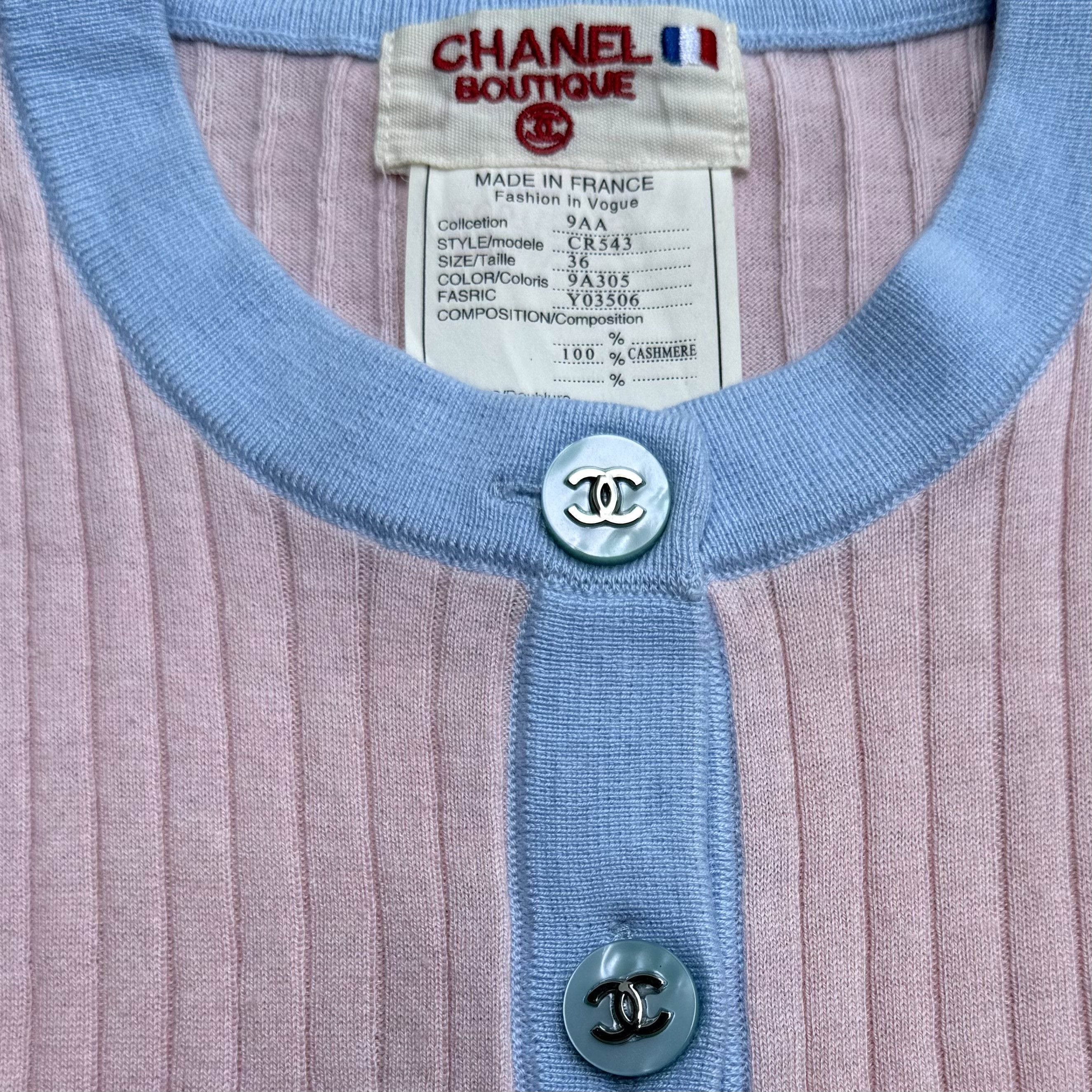 Chanel Vintage Chanel Ribbed Short Sleeve Cardigan Size S / US 4 / IT 40 - 7 Thumbnail