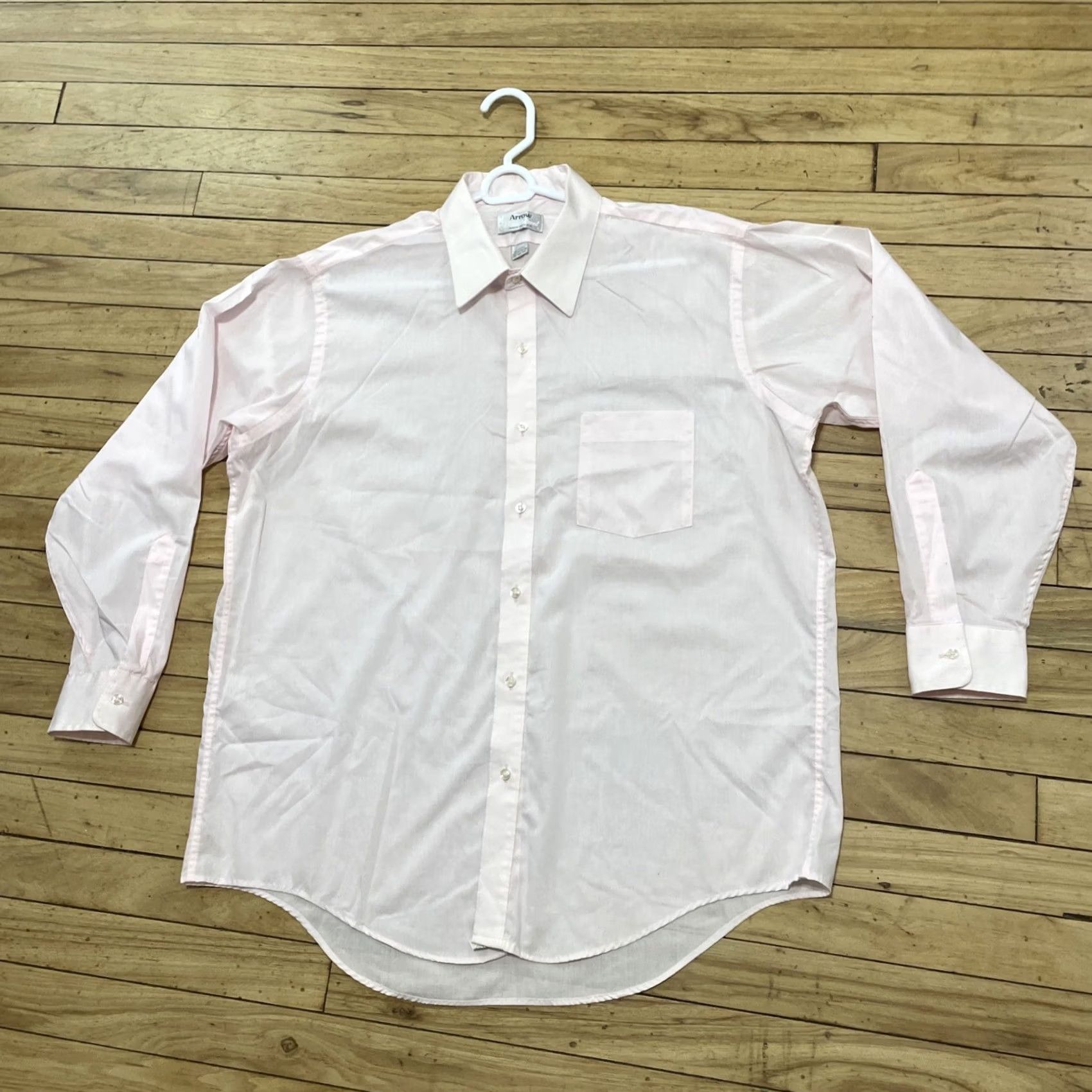 Arrow VINTAGE Arrow Bradstreet Dress Shirt Men 17 32/33 Light Pink EUC 70s 80s USA Shirt Men Size 46R - 4 Thumbnail