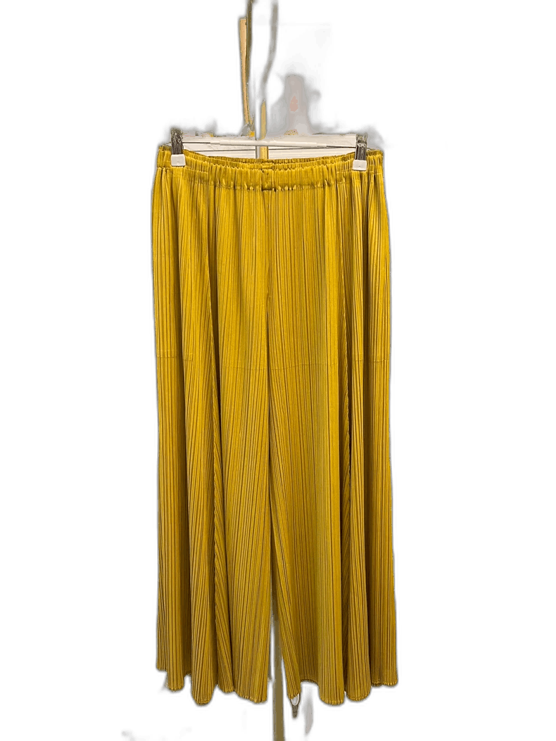 Anonymous Club Yellow Pleated Wide Leg Pants-yf Size US 26 / EU 42 - 1 Thumbnail