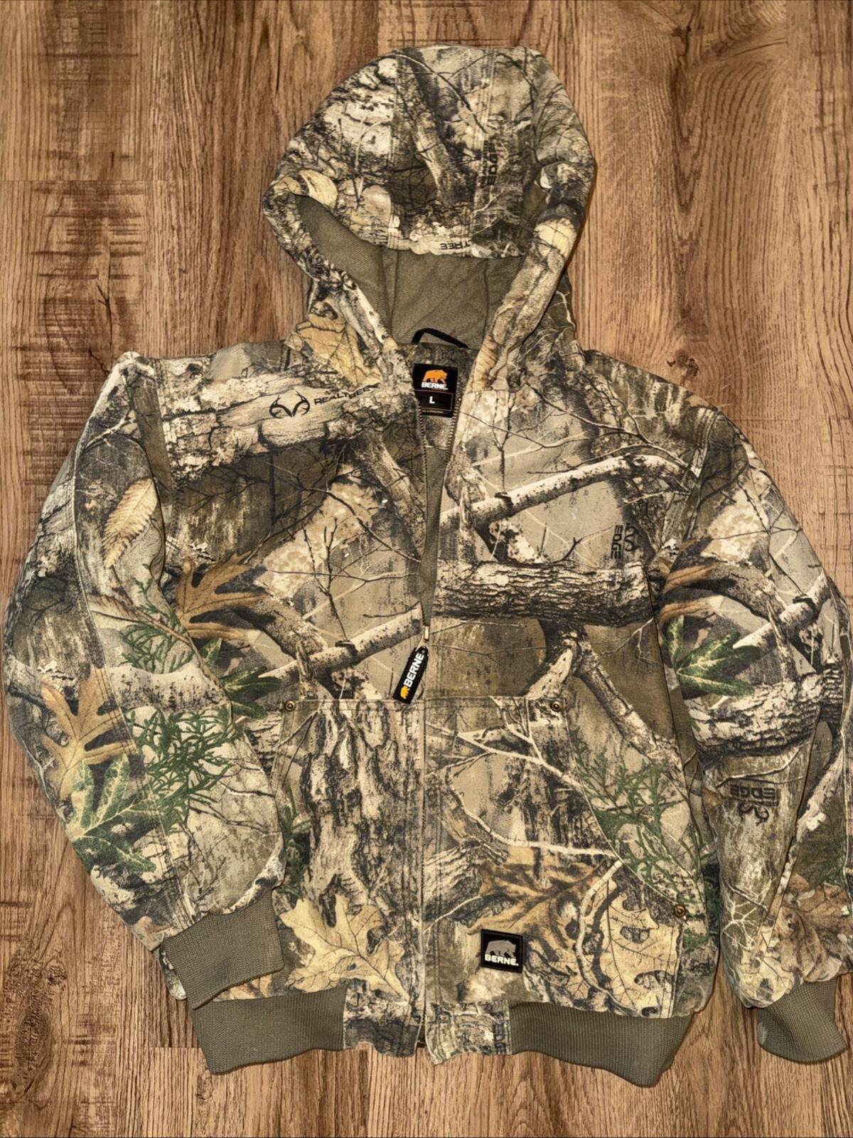 United Colors Of Benetton Berne Jacket Youth Lrg Camo Lined Zip Hunting Realtree Hood Size US L / EU 52-54 / 3 - 3 Thumbnail