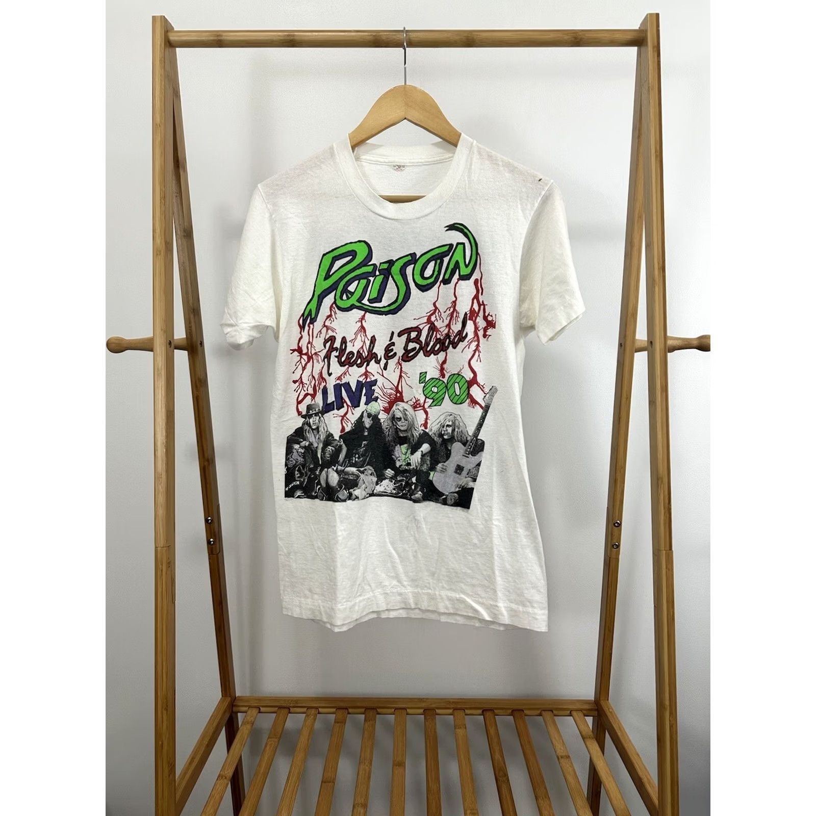 Fruit Of The Loom VTG Poison Flesh & Blood Live Warrant Double Sided Tour T-Shirt M White Men's Band Concert Tour or Merch Shirt Size US M / EU 48-50 / 2 - 2 Thumbnail