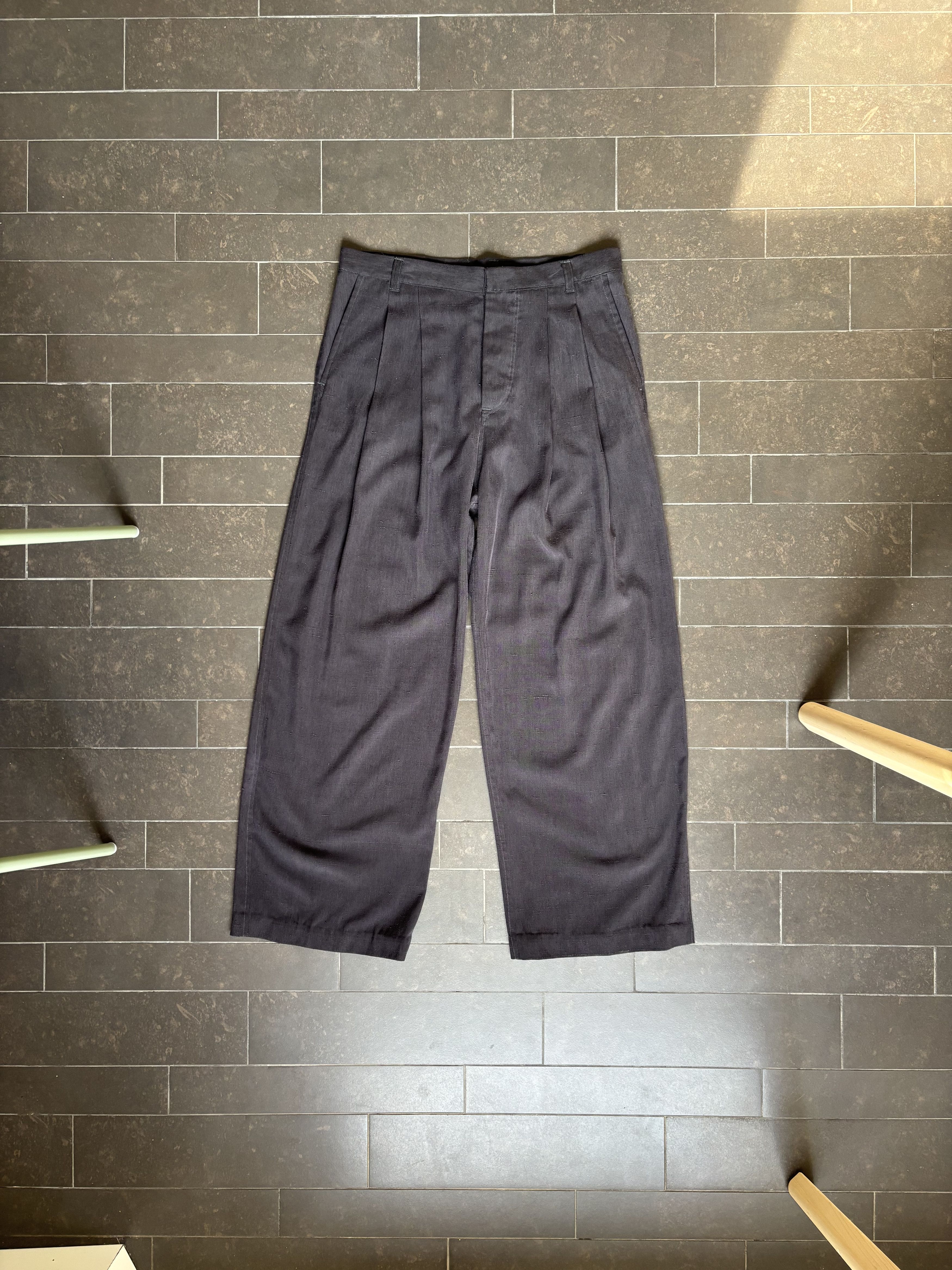 Japanese Brand Japanese Silk-Linen Pleated Wide-Leg Loose Straight Trousers Size US 32 / EU 48 - 5 Thumbnail
