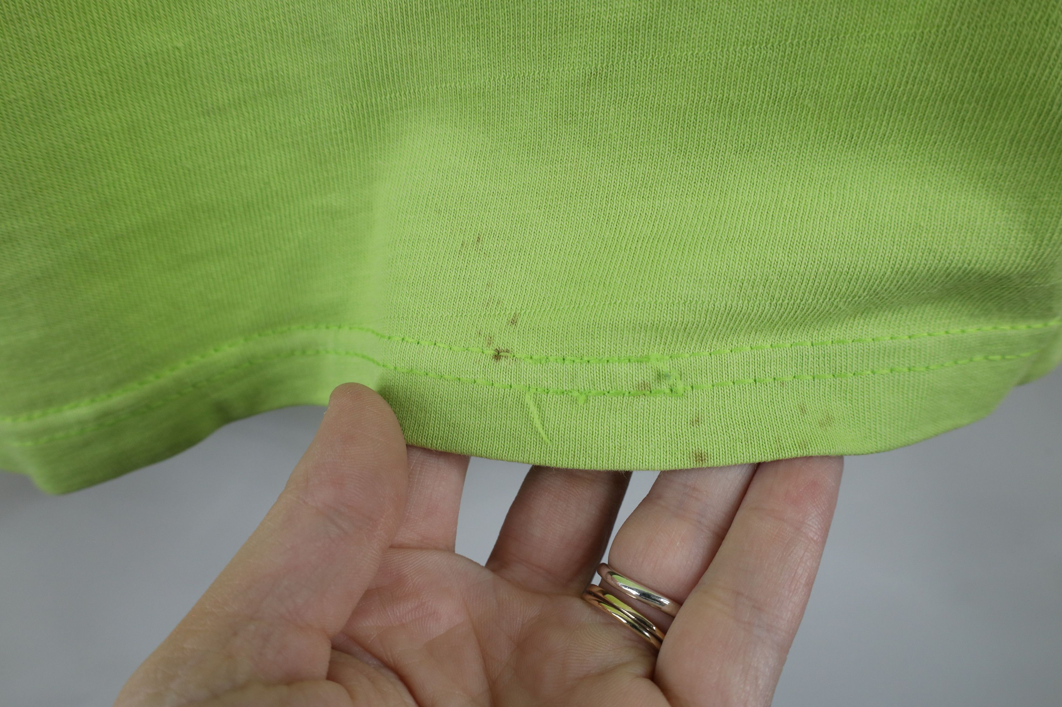 Hanes × Vintage Vintage 90s Hanes Beefy Short Sleeve T-Shirt Lime Green Size US S / EU 44-46 / 1 - 6 Thumbnail