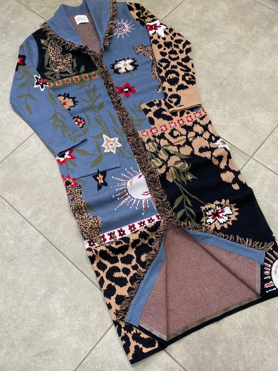 Other UK Hayley Menzies Enchanted Leopard Jacquard Duster Cardigan Size XS / US 0-2 / IT 36-38 - 5 Thumbnail
